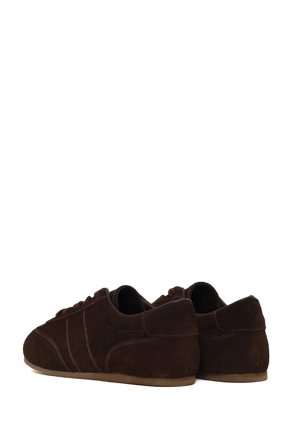 Kadın Kahverengi Bağcıklı Süet Deri Sneaker - Image 7