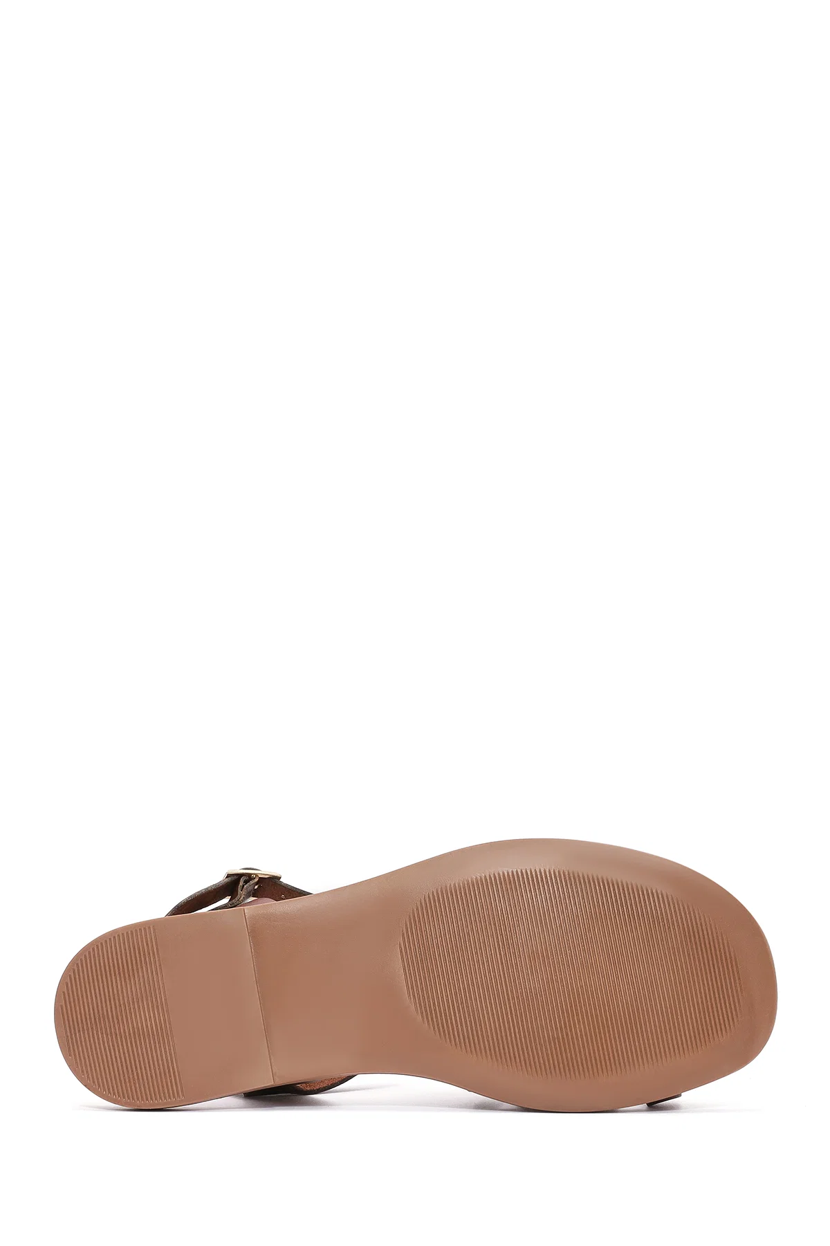 Kadın Kahverengi Bilekten Bağlamalı Parmak Arası Deri Bodrum Sandalet - Image 4