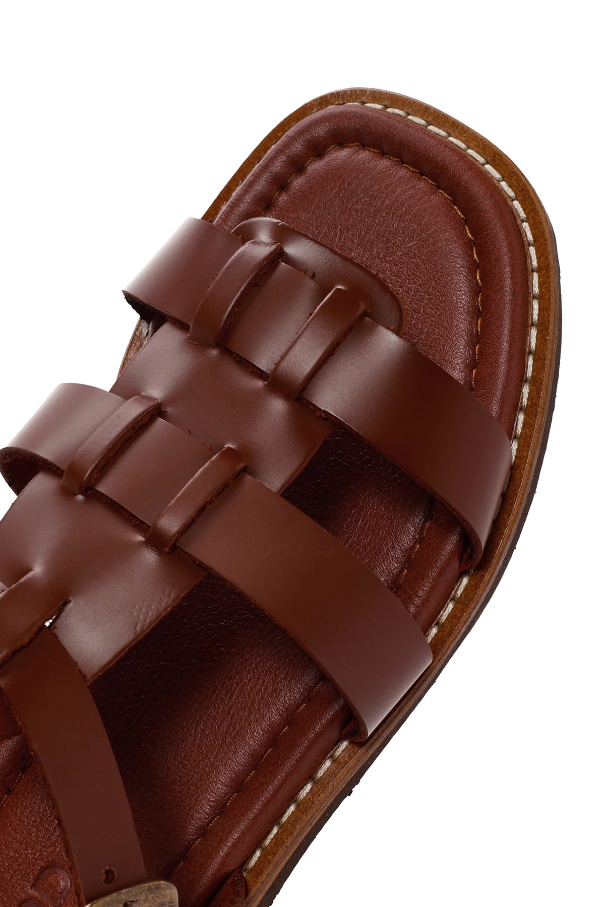 Kadın Kahverengi Bilekten Bantlı Deri Comfort Sandalet - Image 11