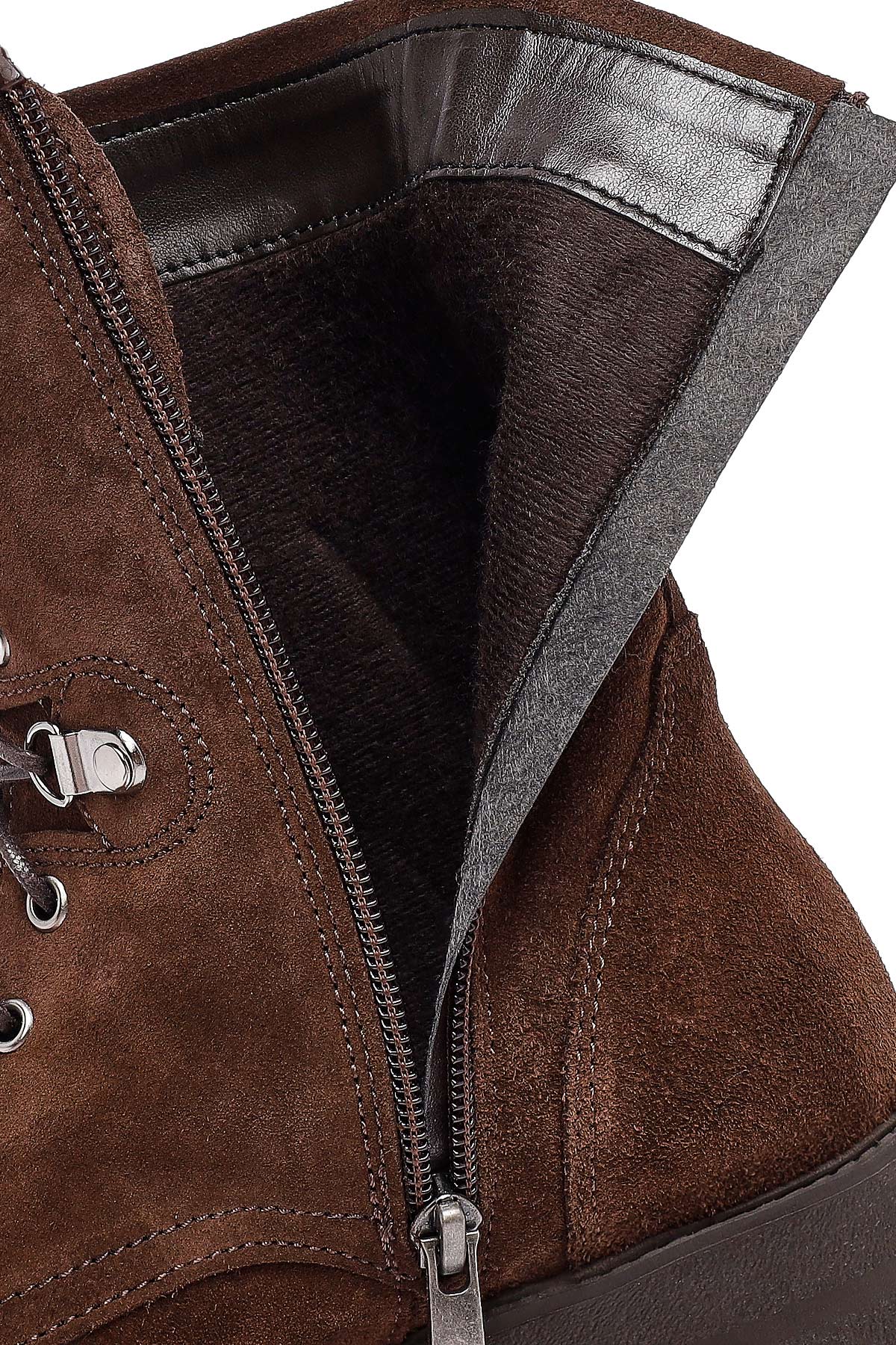 Kadın Kahverengi Fermuarlı Süet Deri Postal Bot - Image 9