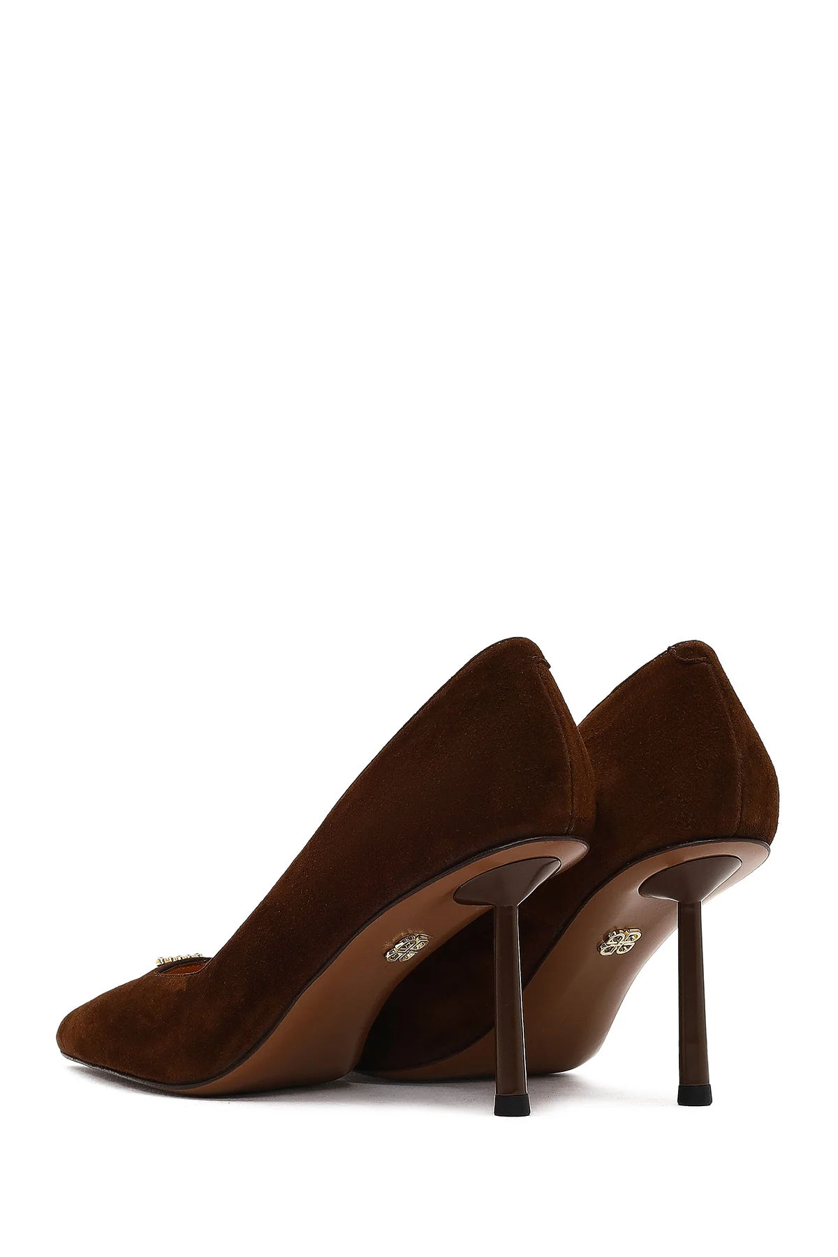 Kadın Kahverengi İnce Topuklu Süet Deri Stiletto - Image 6