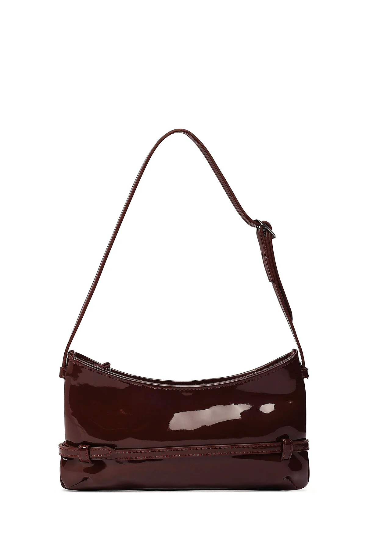 Kadın Kahverengi Mini Rugan Omuz Çantası - Image 3