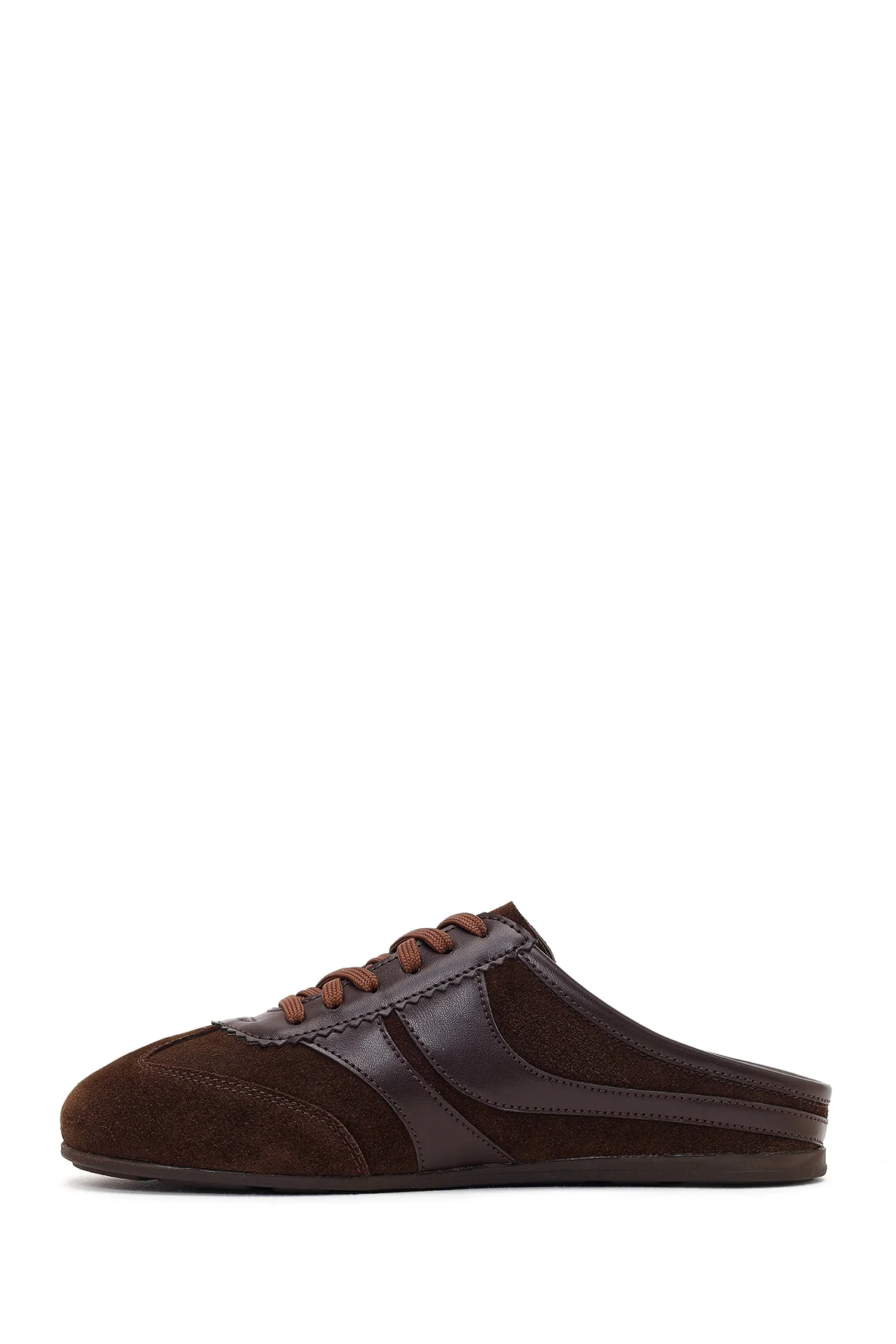 Kadın Kahverengi Mule Arkası Açık Süet Deri Sneaker - Image 3