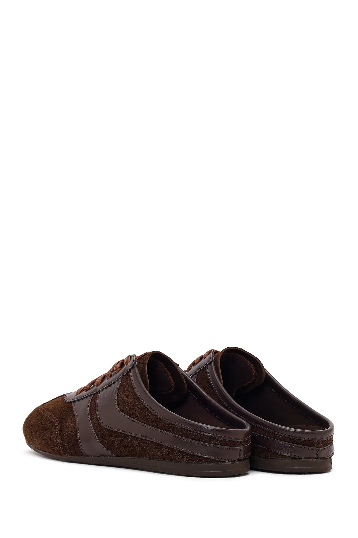 Kadın Kahverengi Mule Arkası Açık Süet Deri Sneaker - Image 6