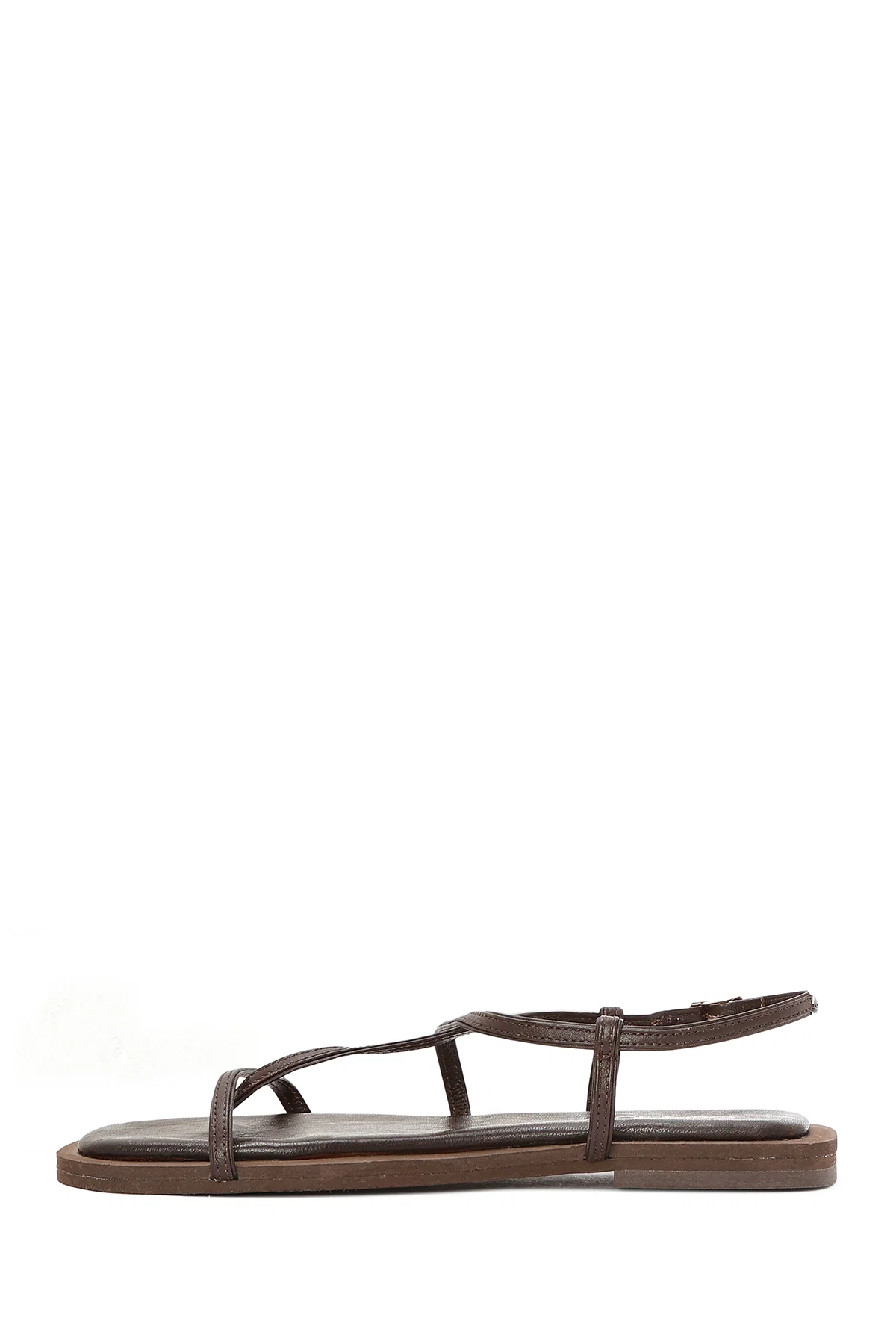 Kadın Kahverengi Parmak Arası Deri Sandalet - Image 2