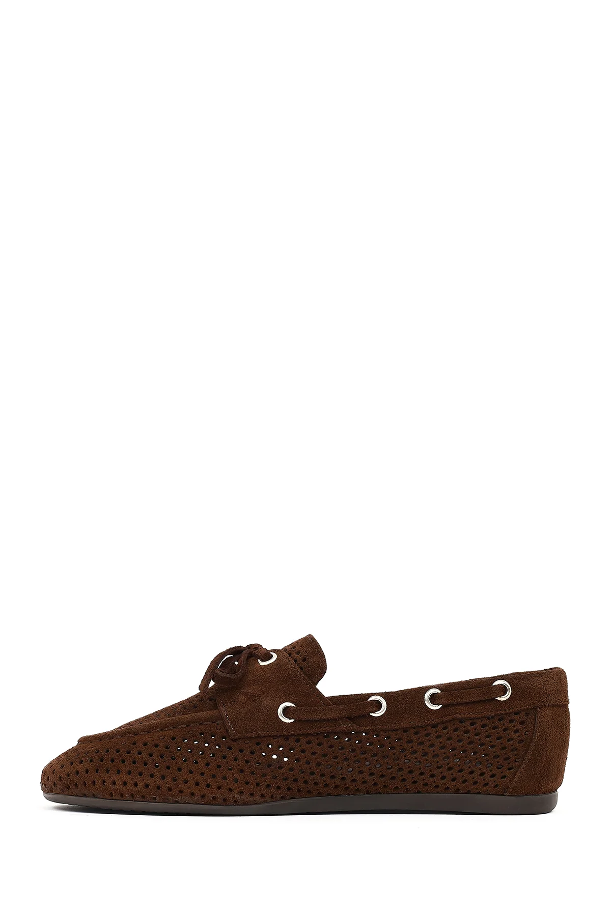 Kadın Kahverengi Süet Deri Loafer - Image 3