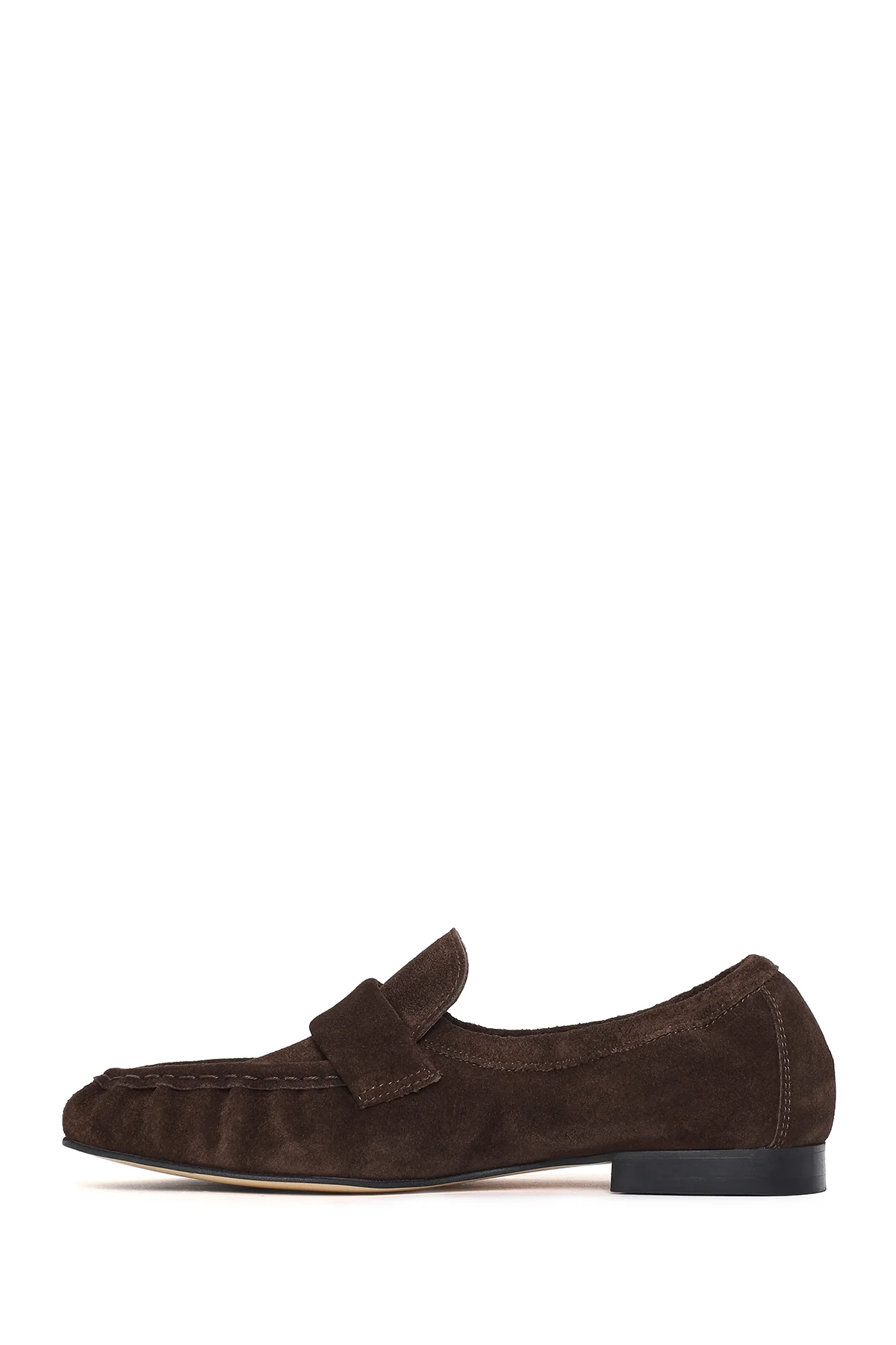 Kadın Kahverengi Süet Deri Maskülen Loafer - Image 3