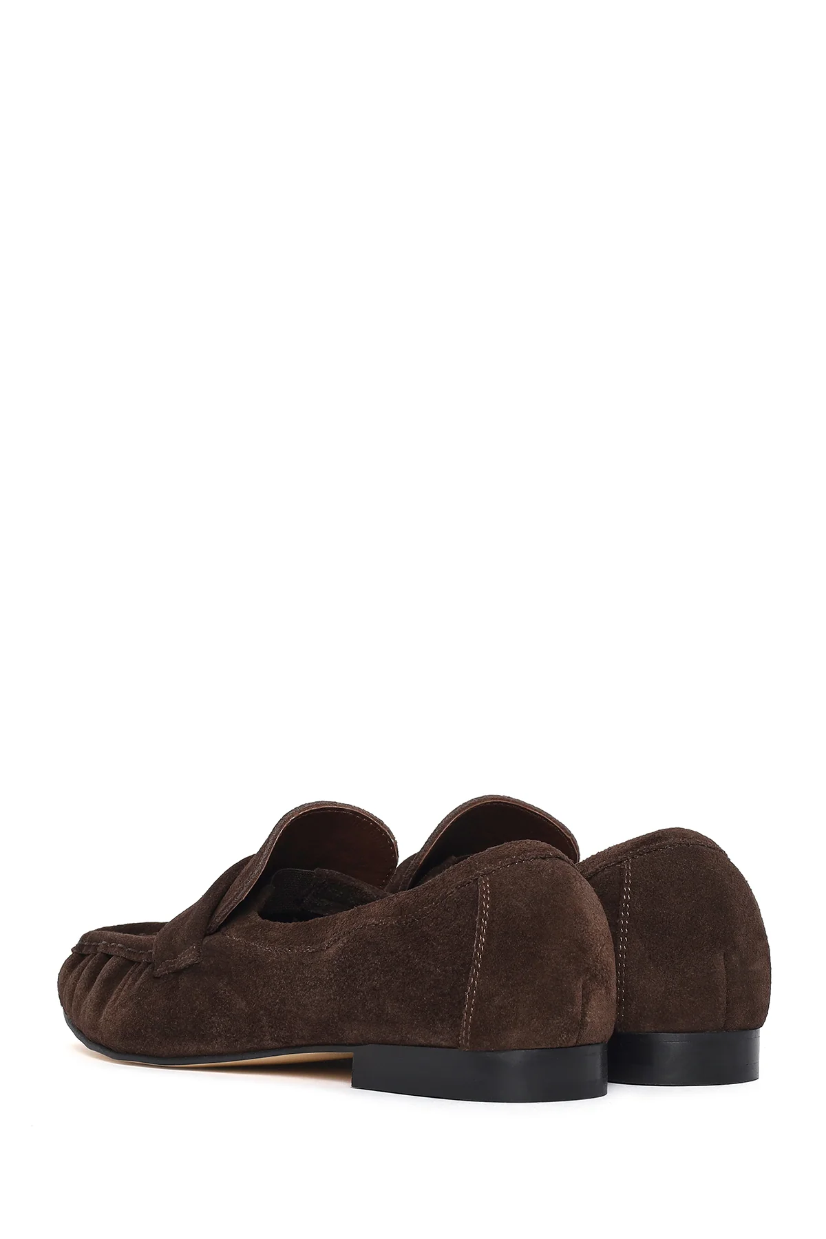 Kadın Kahverengi Süet Deri Maskülen Loafer - Image 6