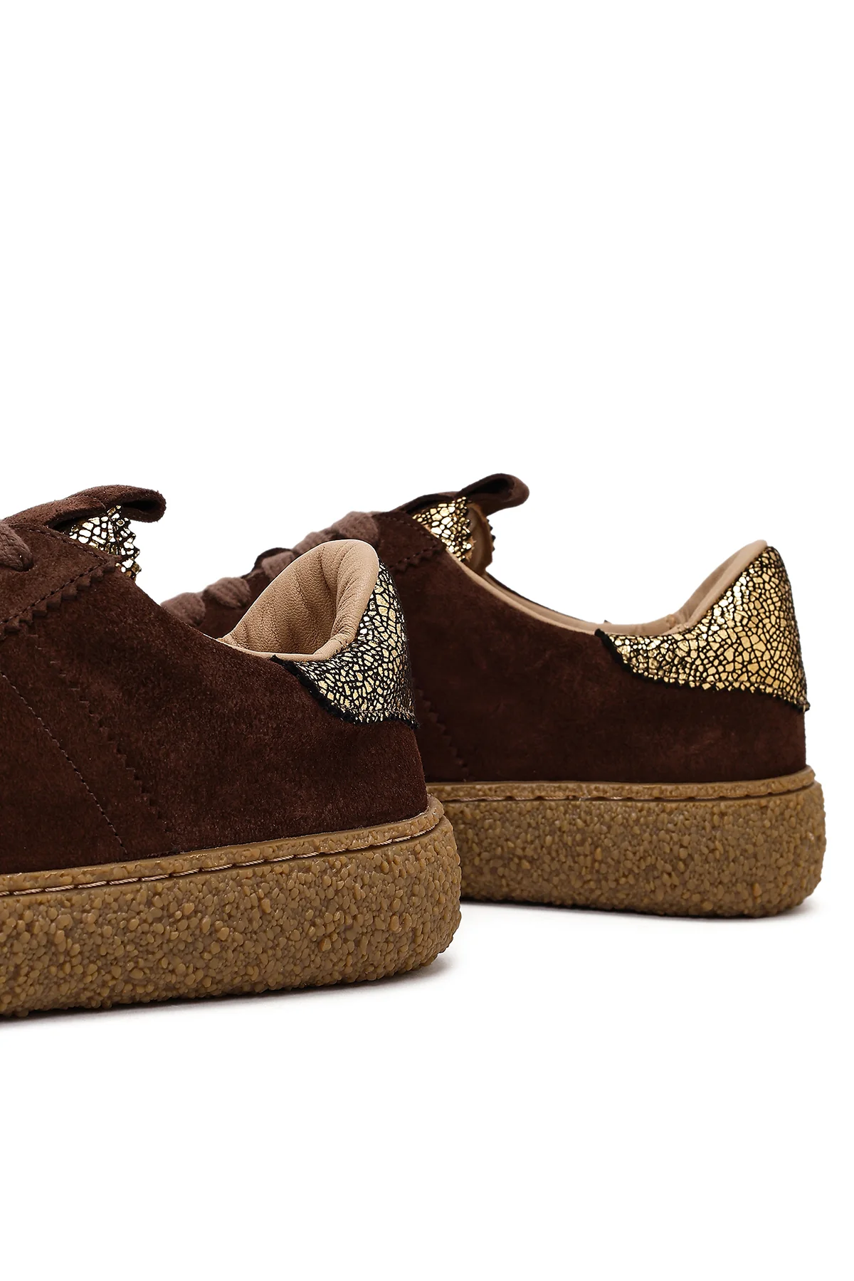 Kadın Kahverengi Süet Deri Sneaker - Image 10