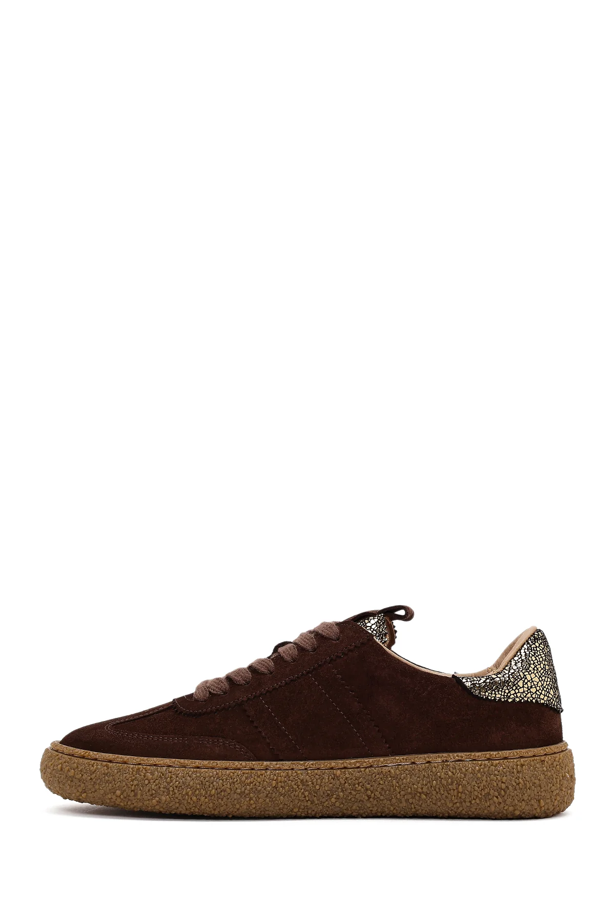 Kadın Kahverengi Süet Deri Sneaker - Image 3