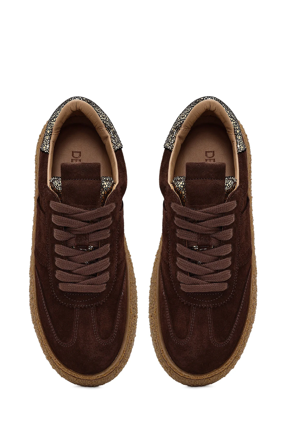 Kadın Kahverengi Süet Deri Sneaker - Image 4