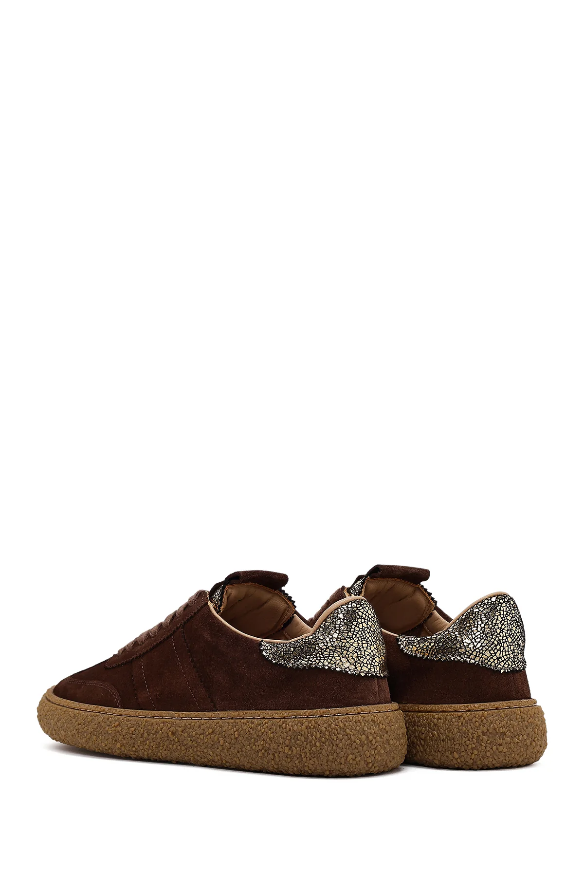 Kadın Kahverengi Süet Deri Sneaker - Image 6