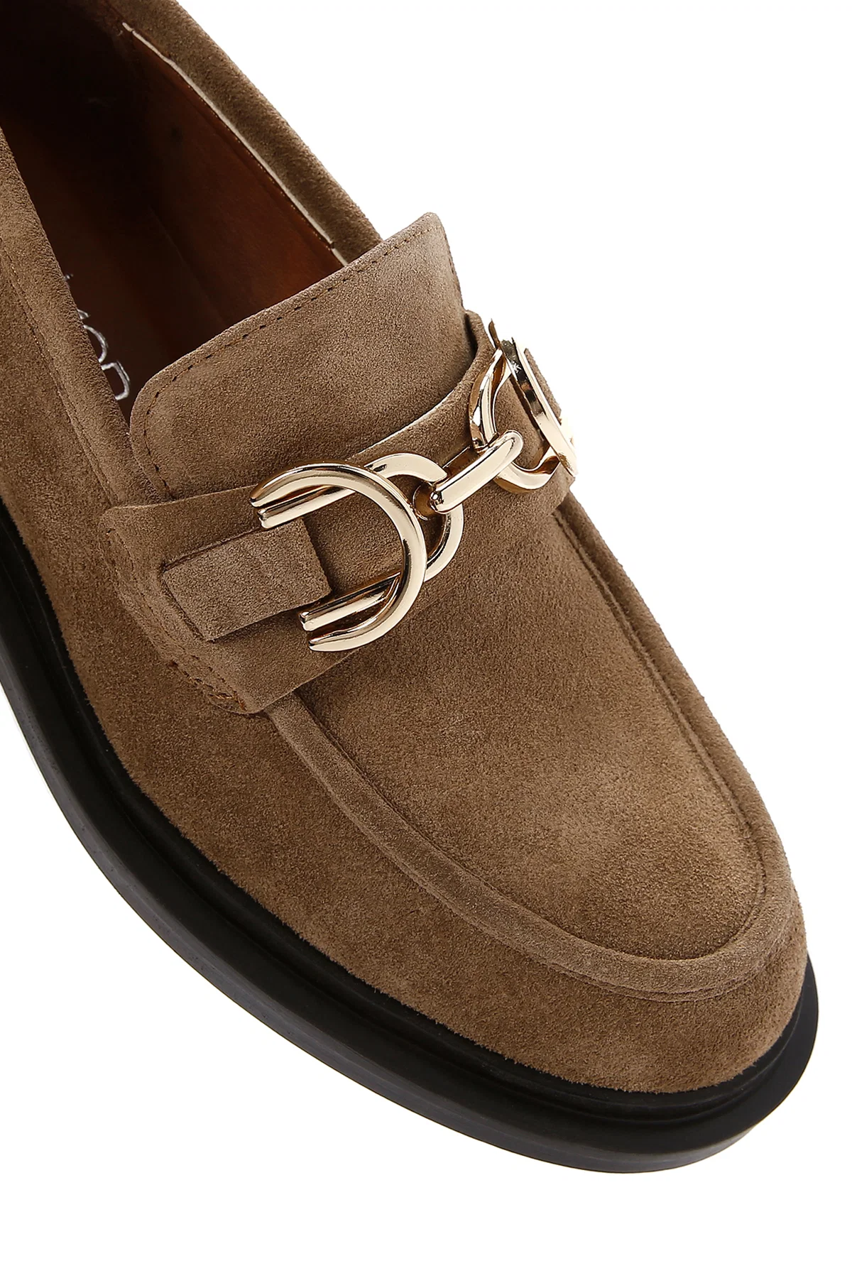 Kadın Kahverengi Toka Detaylı Süet Deri Maskülen Loafer - Image 9