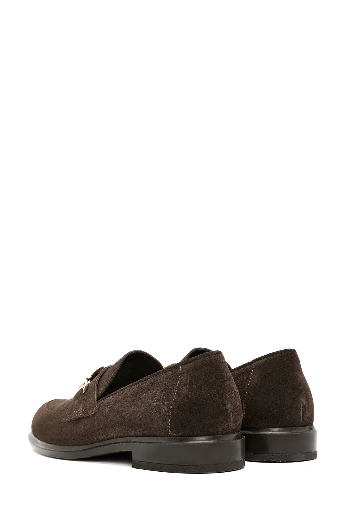 Kadın Kahverengi Toka Detaylı Süet Deri Maskülen Loafer - Image 5