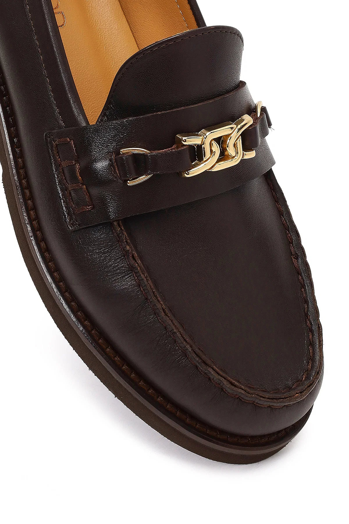 Kadın Kahverengi Tokalı Deri Loafer - Image 11