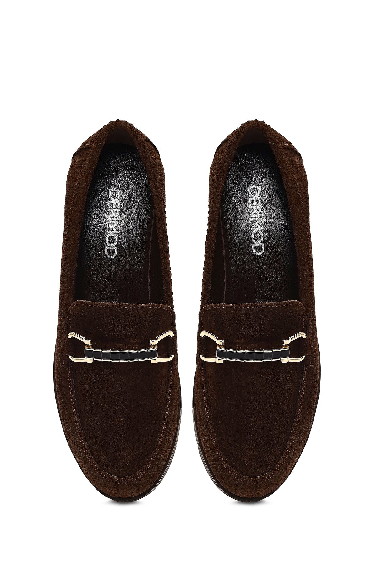 Kadın Kahverengi Tokalı Dolgu Topuklu Süet Deri Comfort Loafer - Image 7