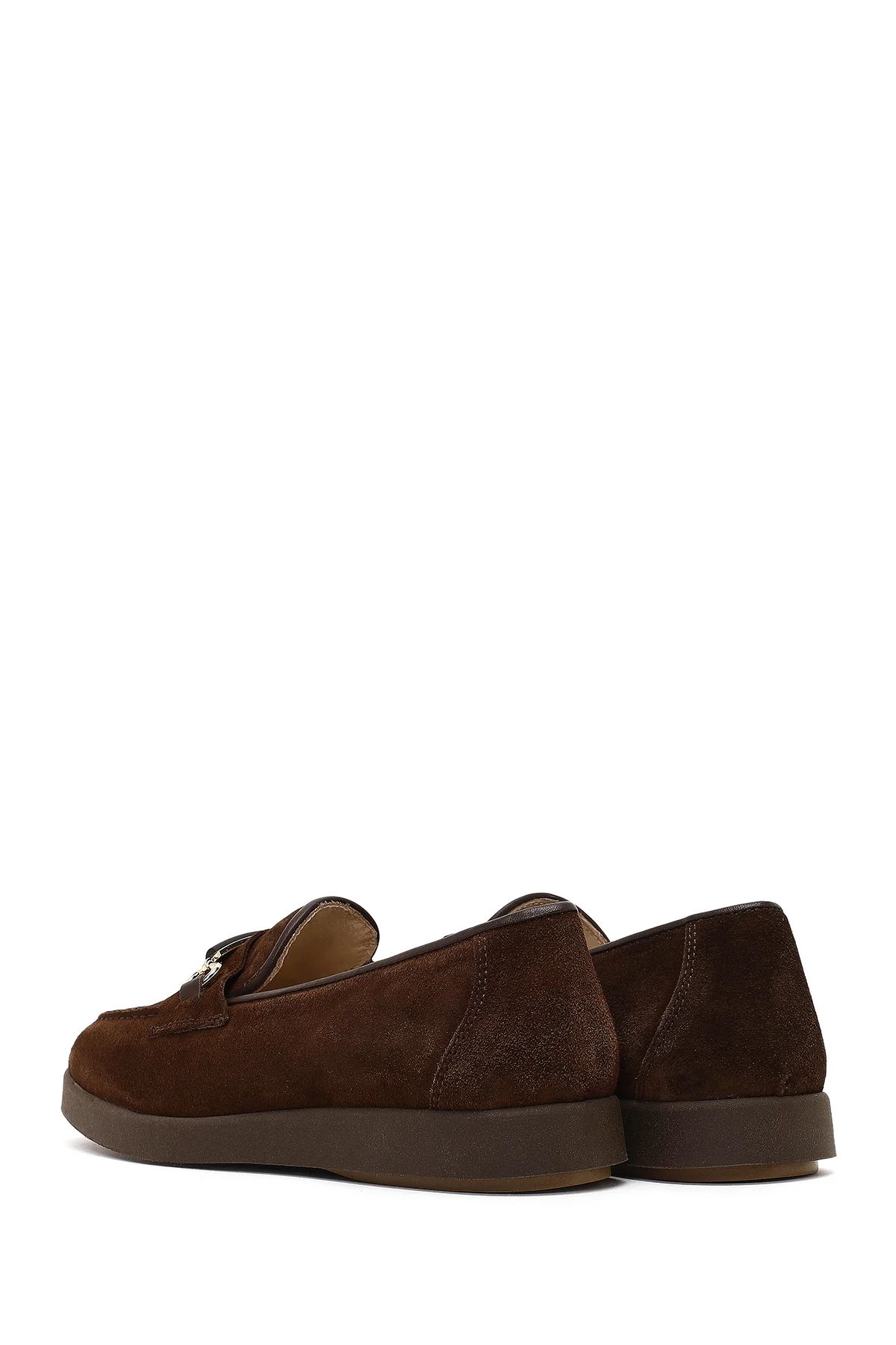 Kadın Kahverengi Tokalı Süet Deri Comfort Loafer - Image 5
