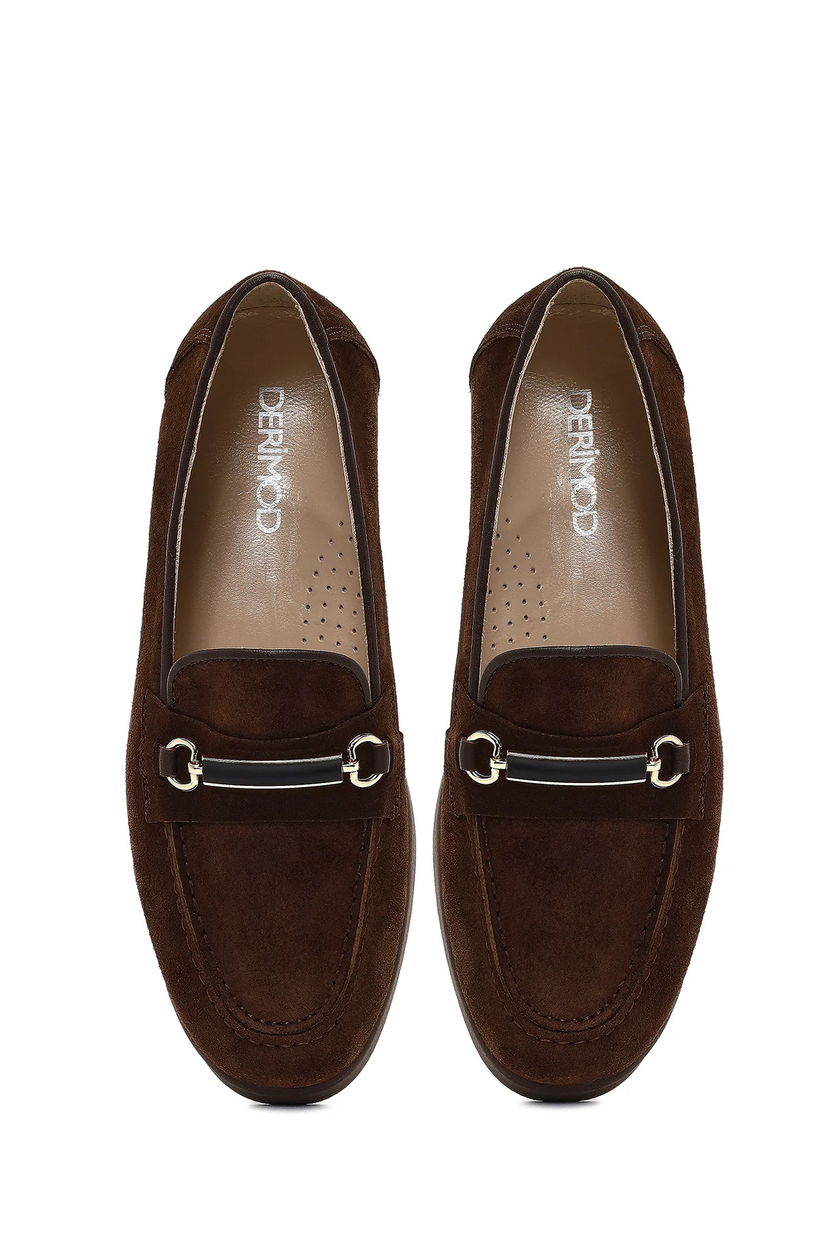 Kadın Kahverengi Tokalı Süet Deri Comfort Loafer - Image 7