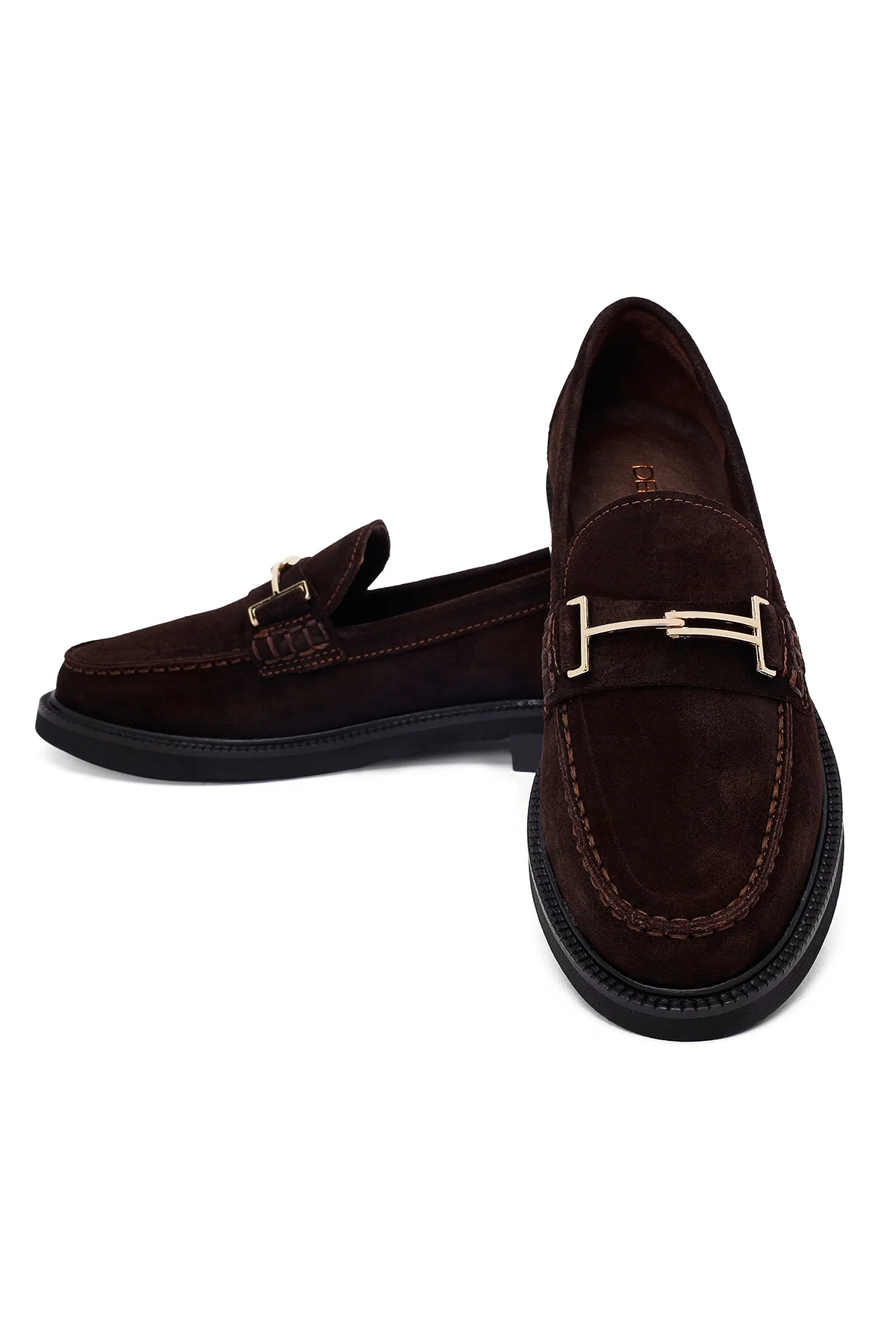 Kadın Kahverengi Tokalı Süet Deri Loafer - Image 12