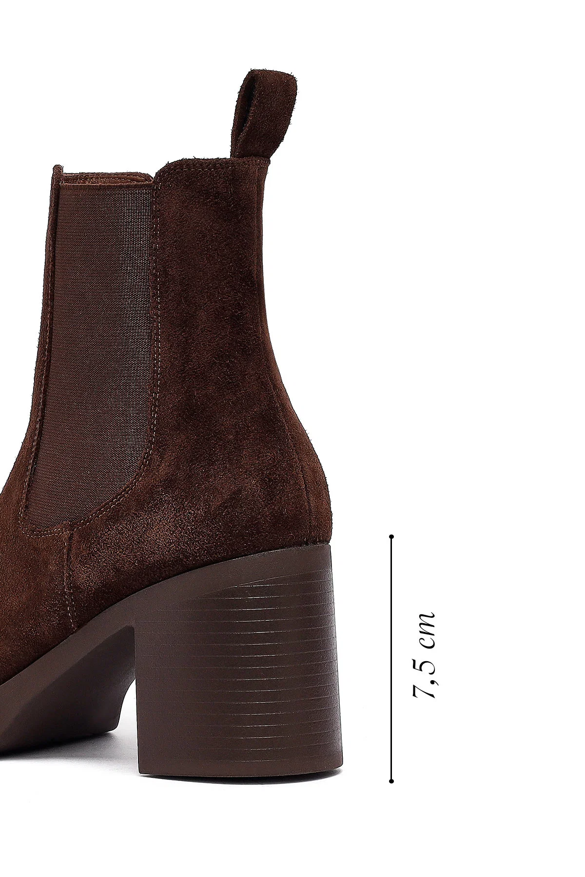 Kadın Kahverengi Topuklu Süet Deri Chelsea Bot - Image 2
