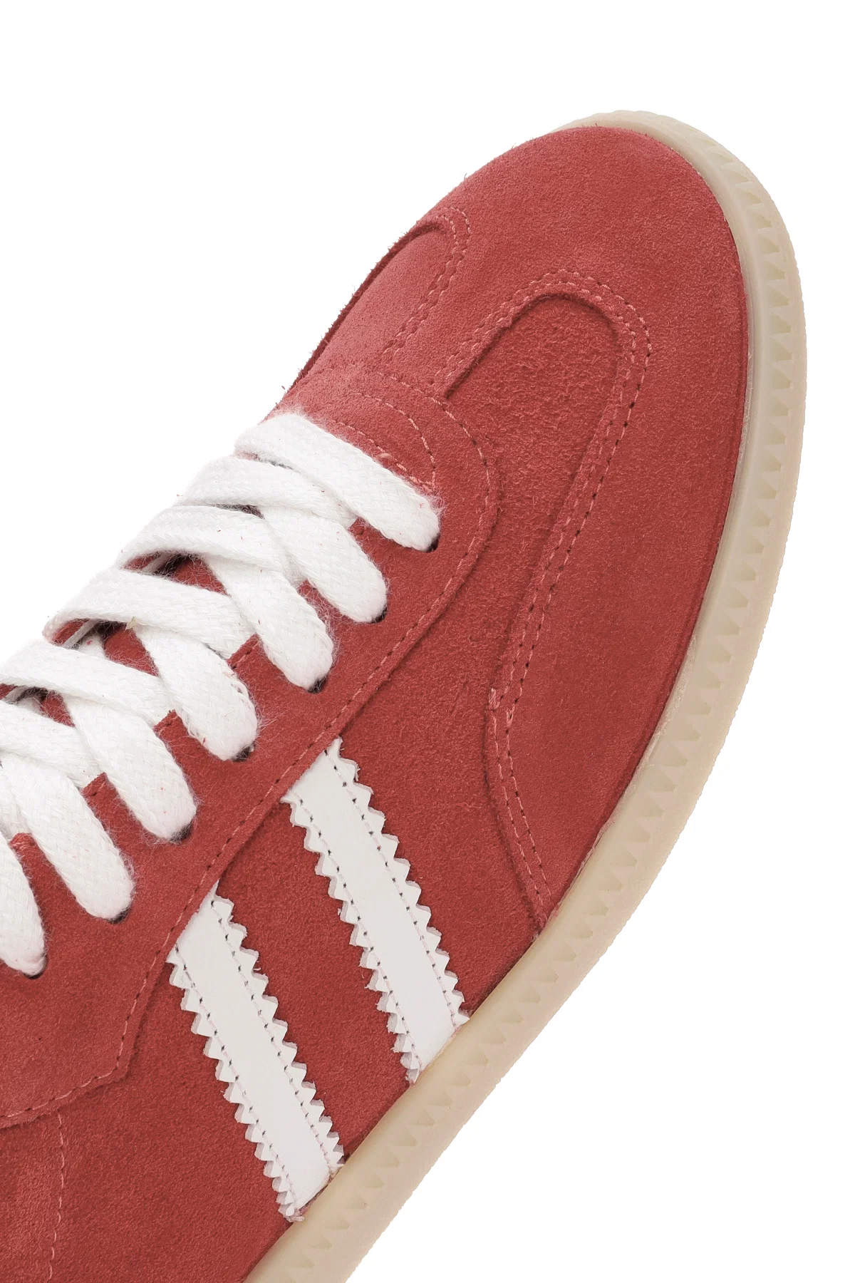 Kadın Kırmızı Bağcıklı Süet Deri Sneaker - Image 9