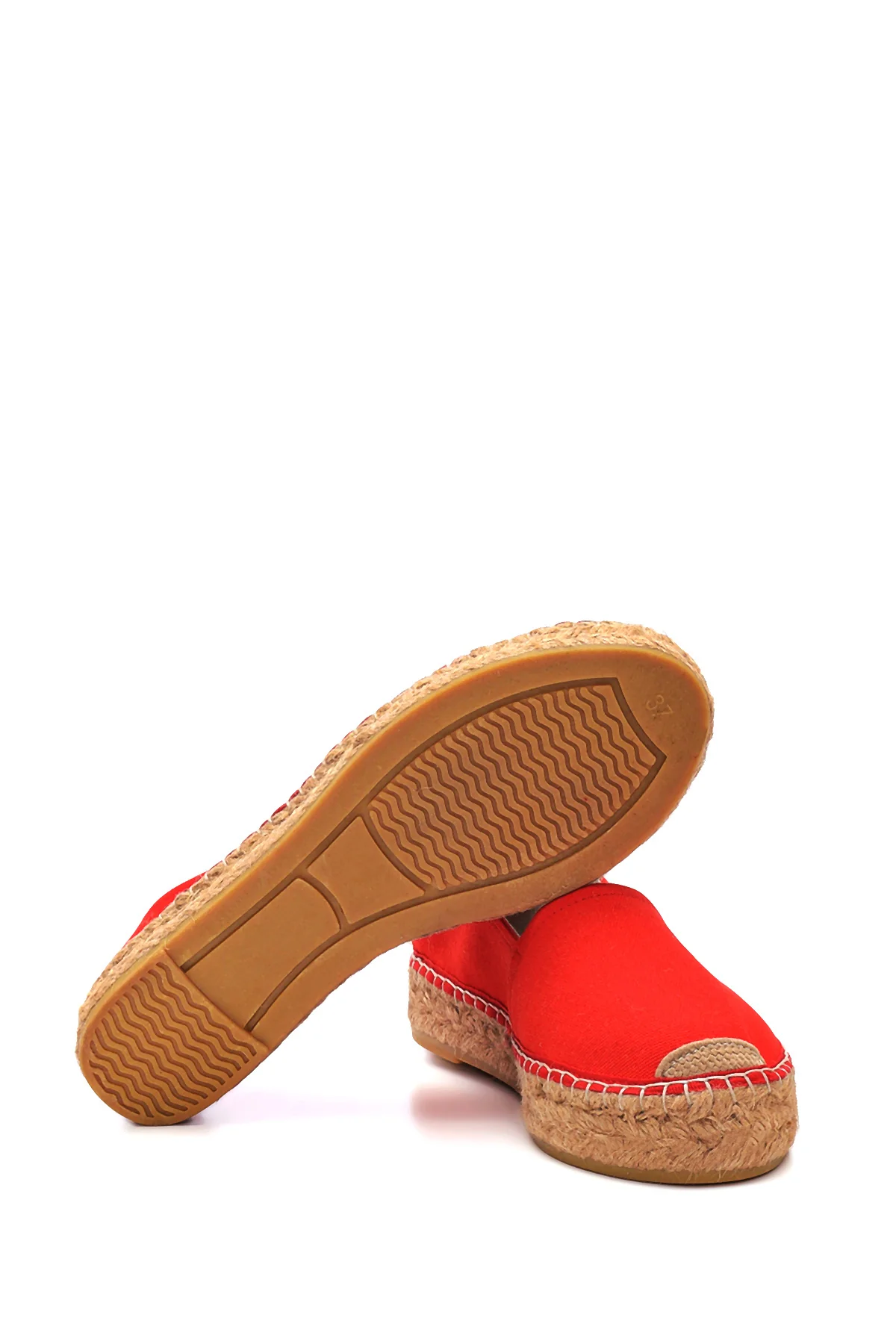 Kadın Kırmızı Hasır Taban Espadril - Image 4