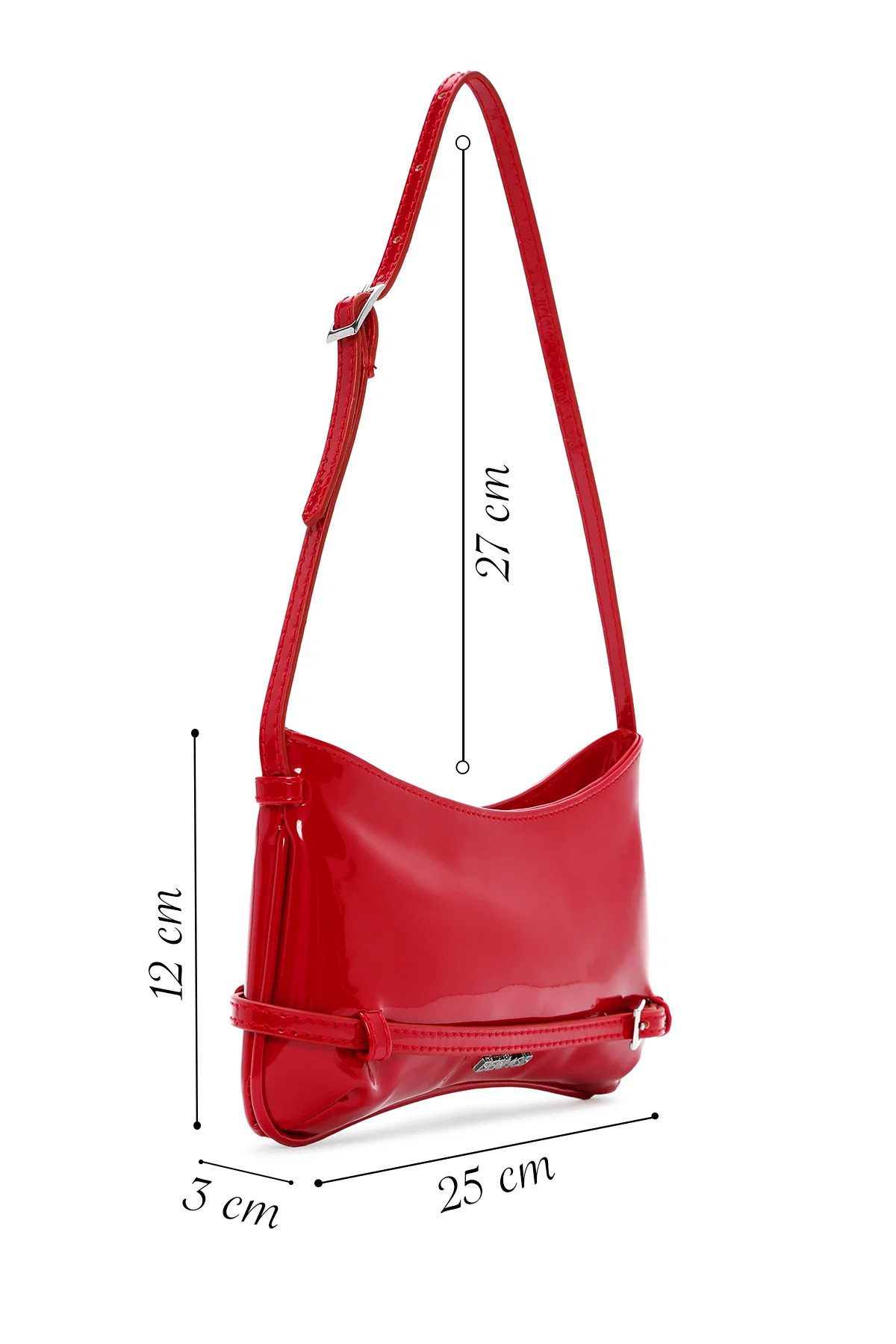 Kadın Kırmızı Rugan Omuz Çantası - Image 2