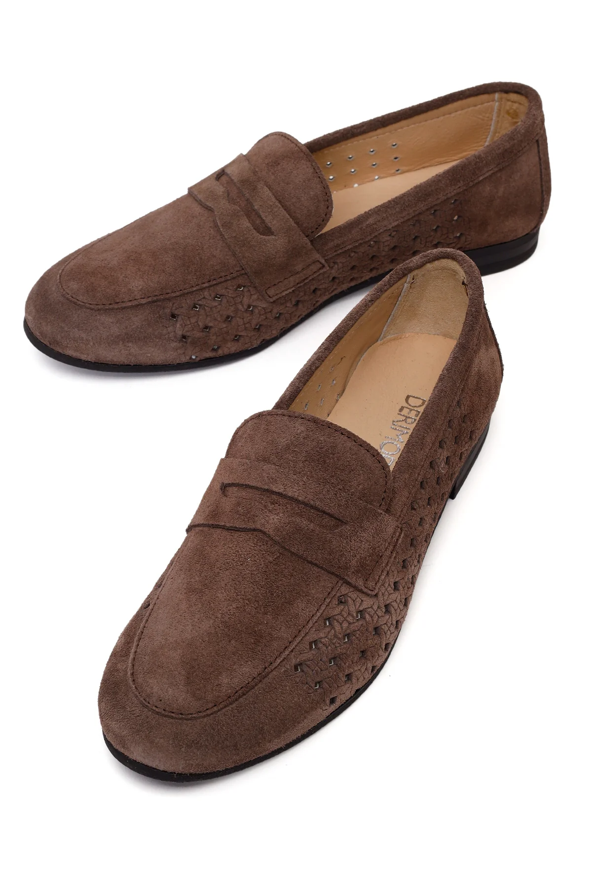 Kadın Koyu Vizon Süet Deri Loafer - Image 10