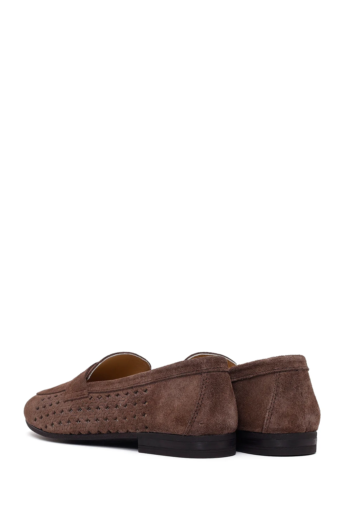 Kadın Koyu Vizon Süet Deri Loafer - Image 6