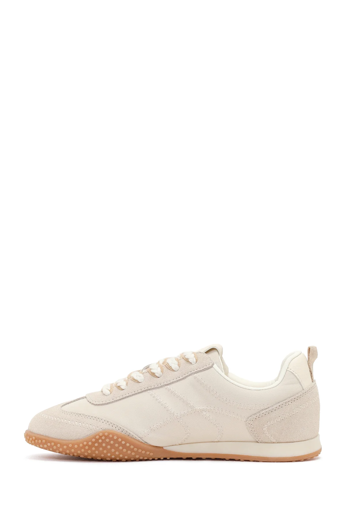 Kadın Krem Bağcıklı Deri Sneaker - Image 3
