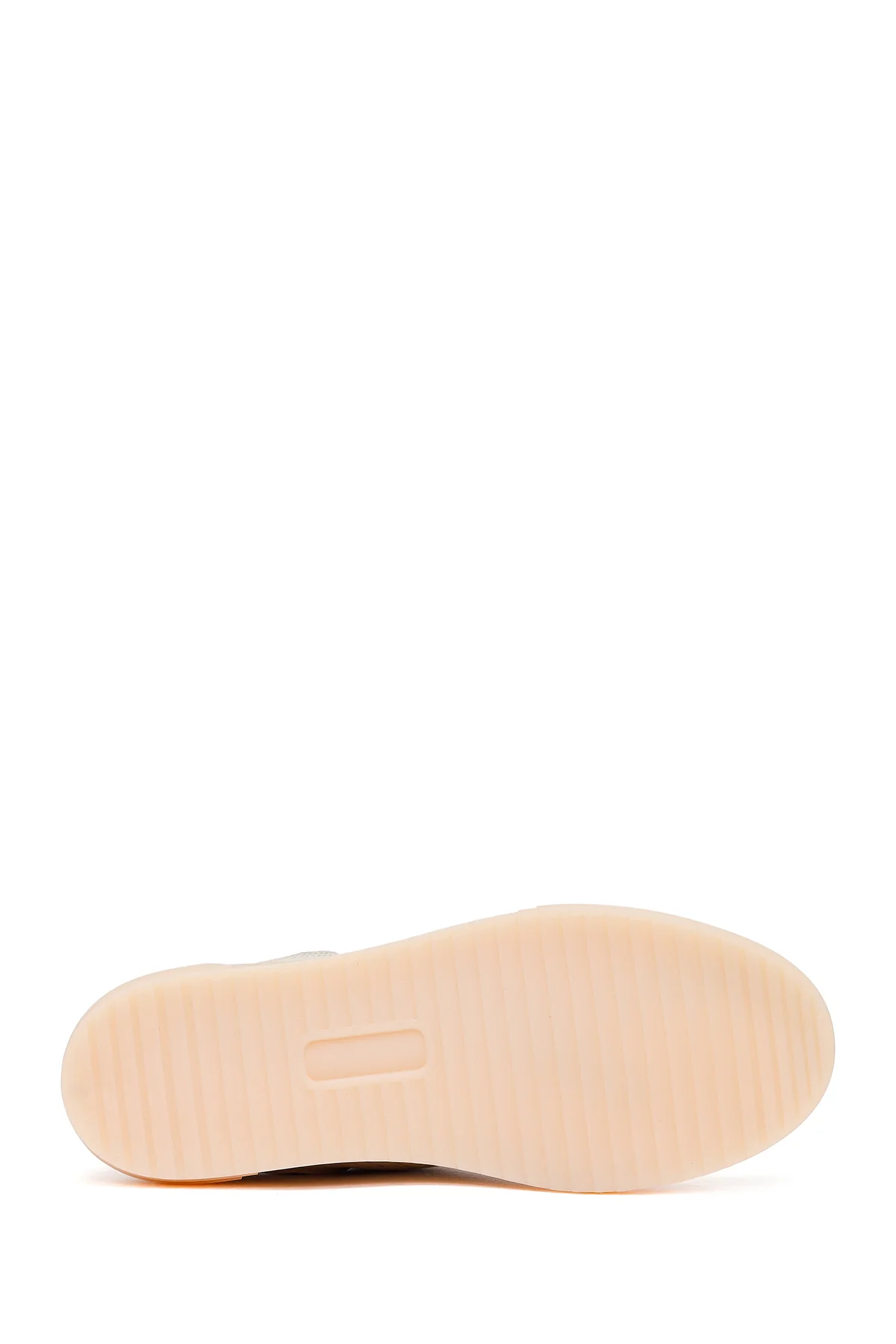 Kadın Krem Bağcıklı Kalın Tabanlı Deri Sneaker - Image 5