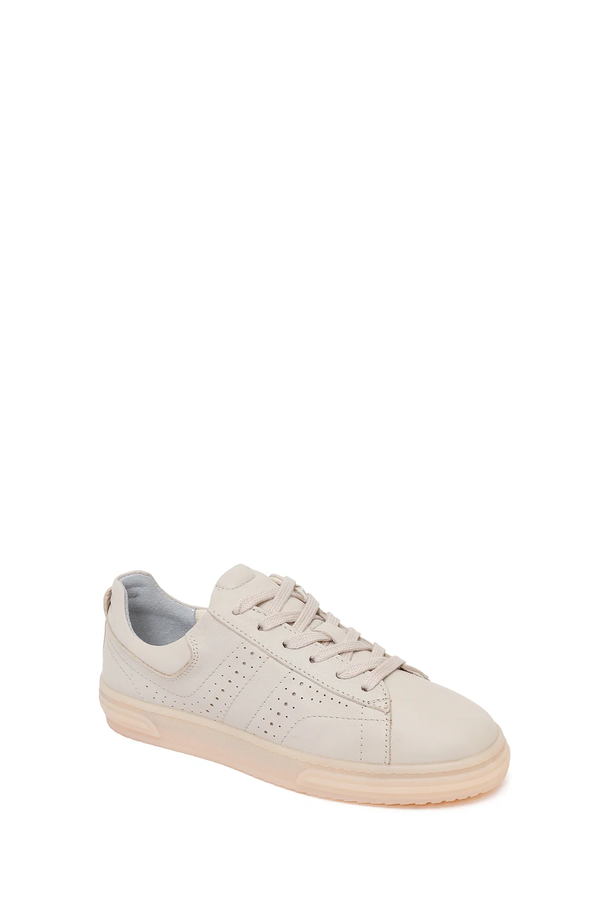 Kadın Krem Bağcıklı Kalın Tabanlı Deri Sneaker - Image 7