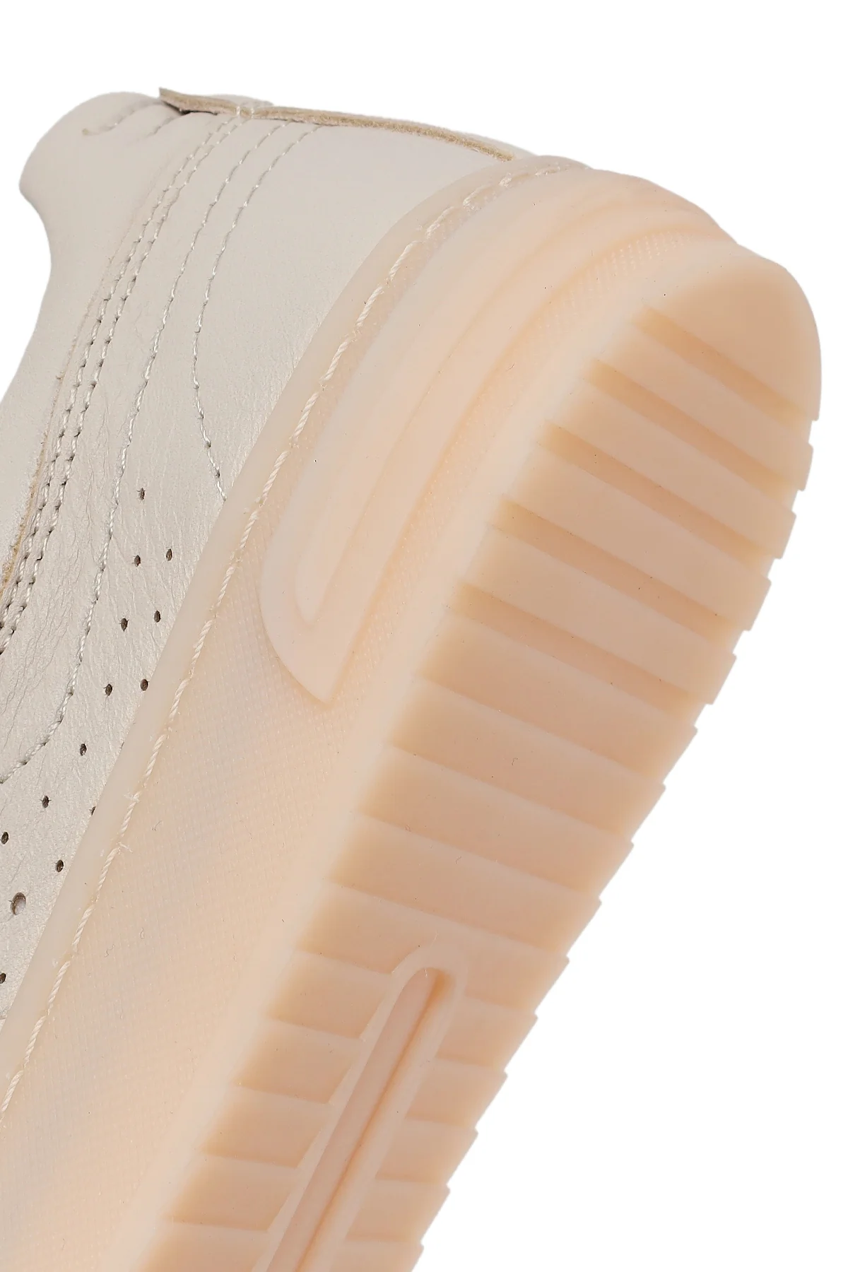 Kadın Krem Bağcıklı Kalın Tabanlı Deri Sneaker - Image 8