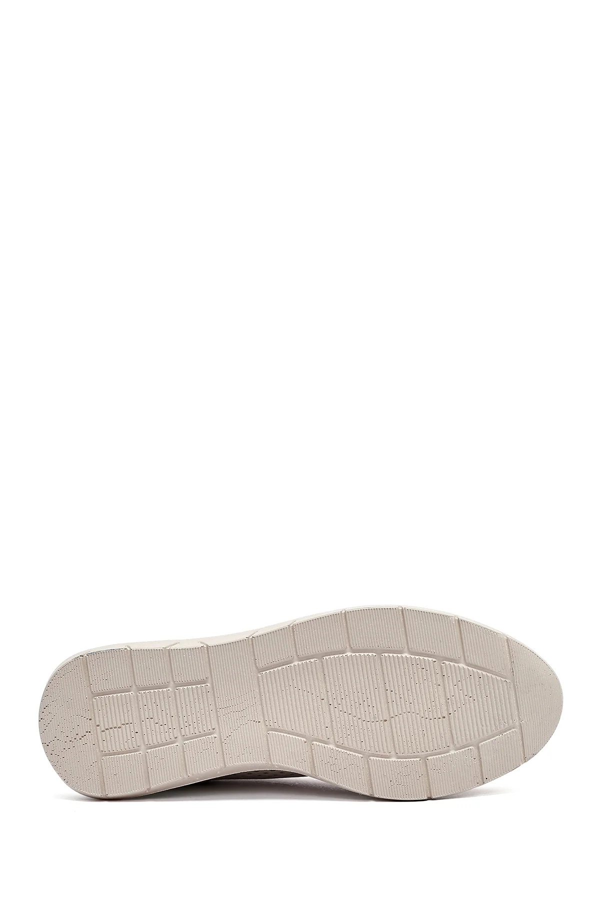 Kadın Krem Bağcıklı Kalın Tabanlı Deri Sneaker - Image 5