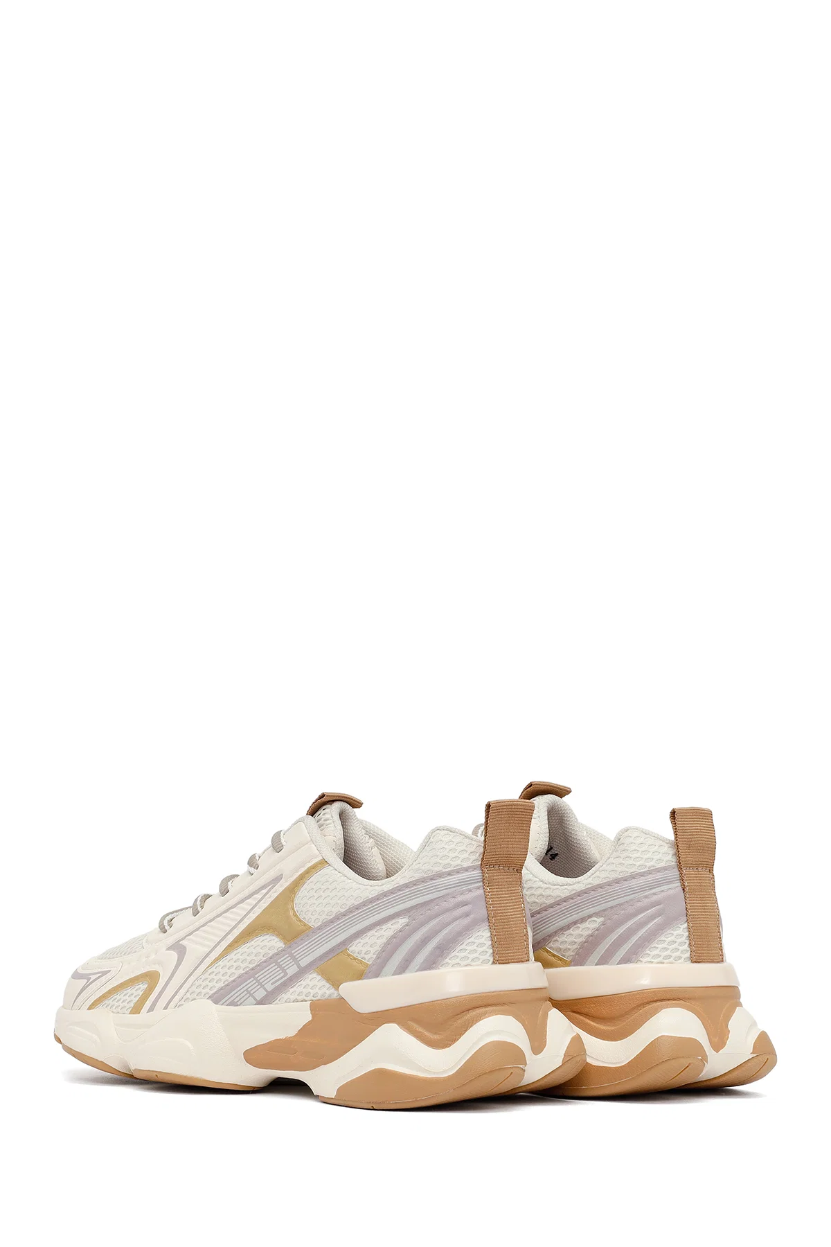 Kadın Krem Bağcıklı Kalın Tabanlı Sneaker - Image 5