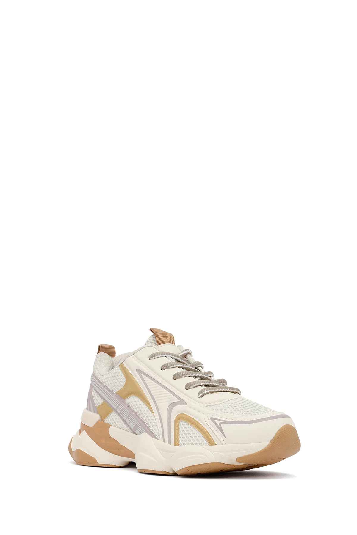 Kadın Krem Bağcıklı Kalın Tabanlı Sneaker - Image 6