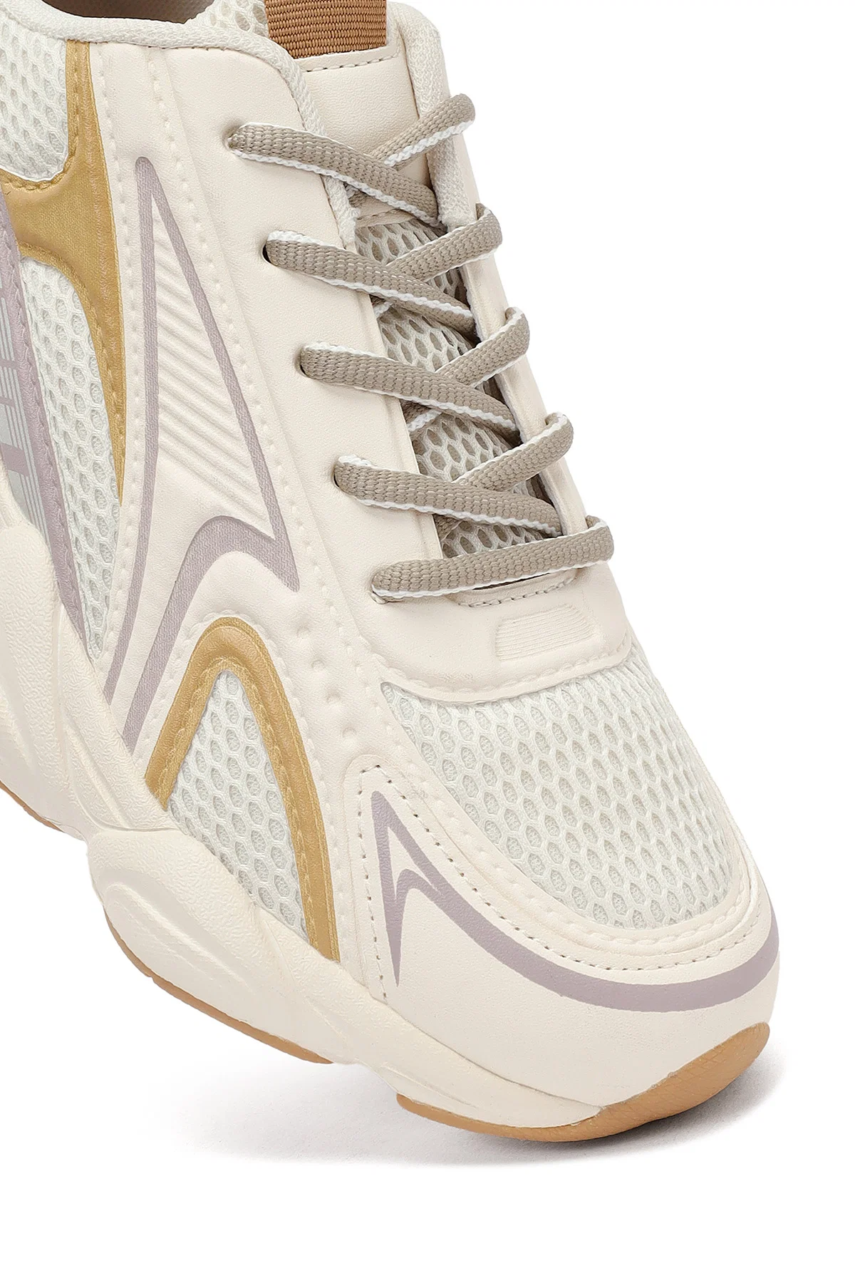 Kadın Krem Bağcıklı Kalın Tabanlı Sneaker - Image 9