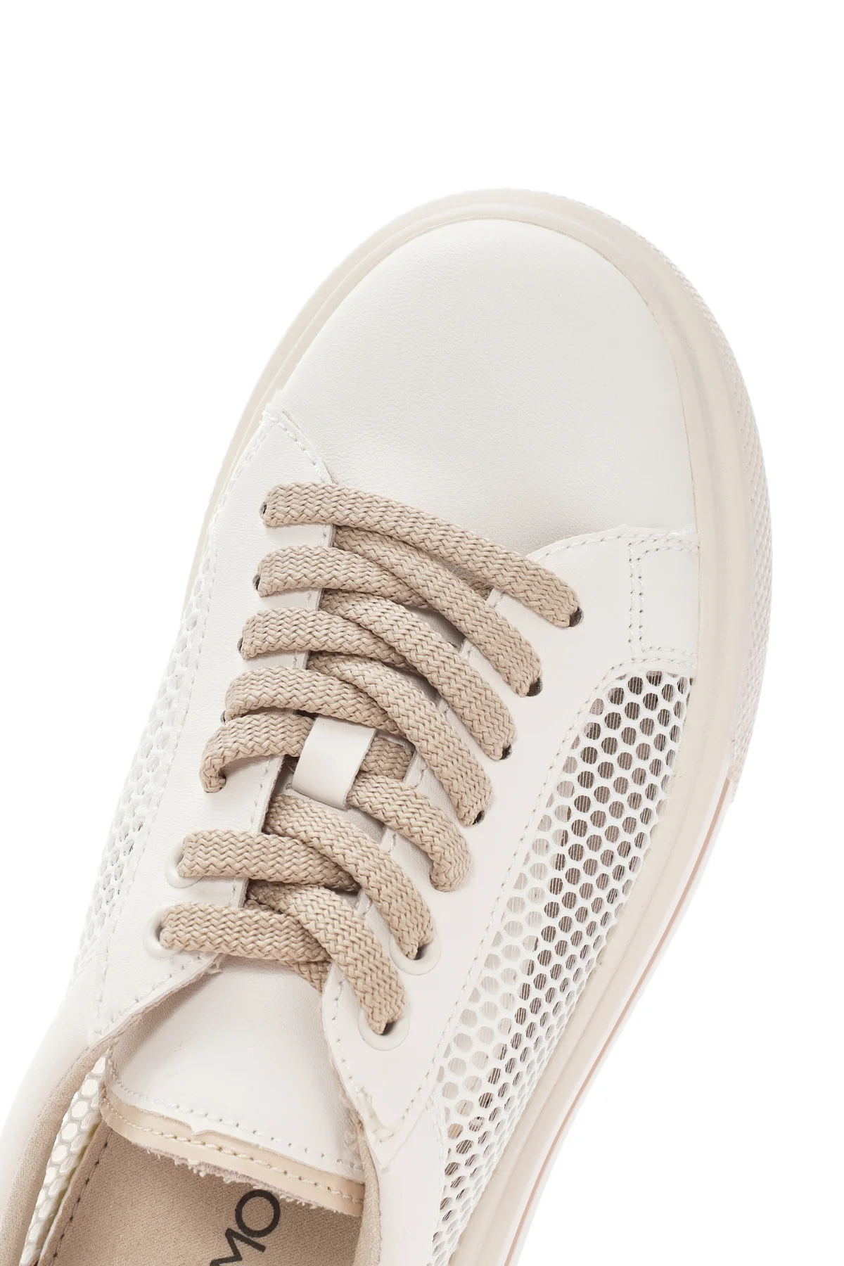Kadın Krem Bağcıklı Sneaker - Image 11
