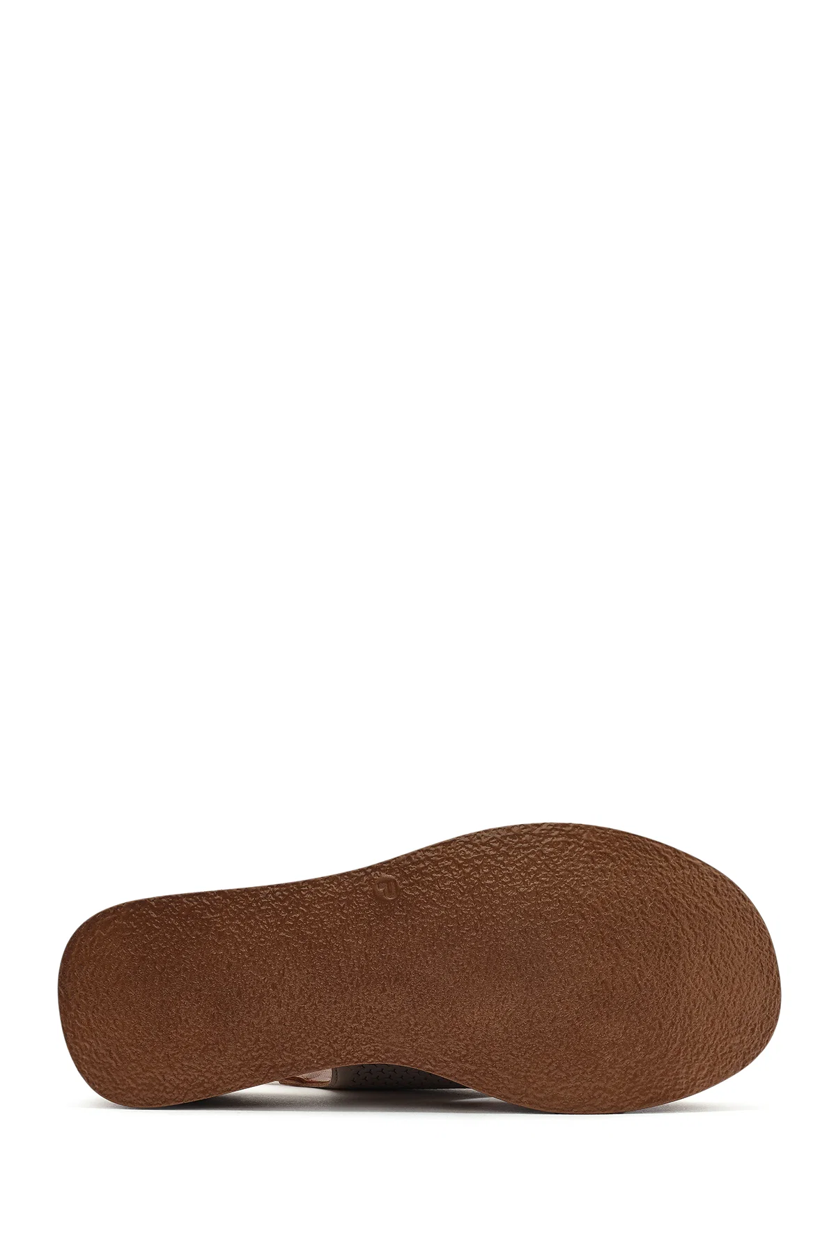 Kadın Krem Bilekten Bağlamalı Baskılı Dolgu Topuklu Deri Comfort Sandalet - Image 5
