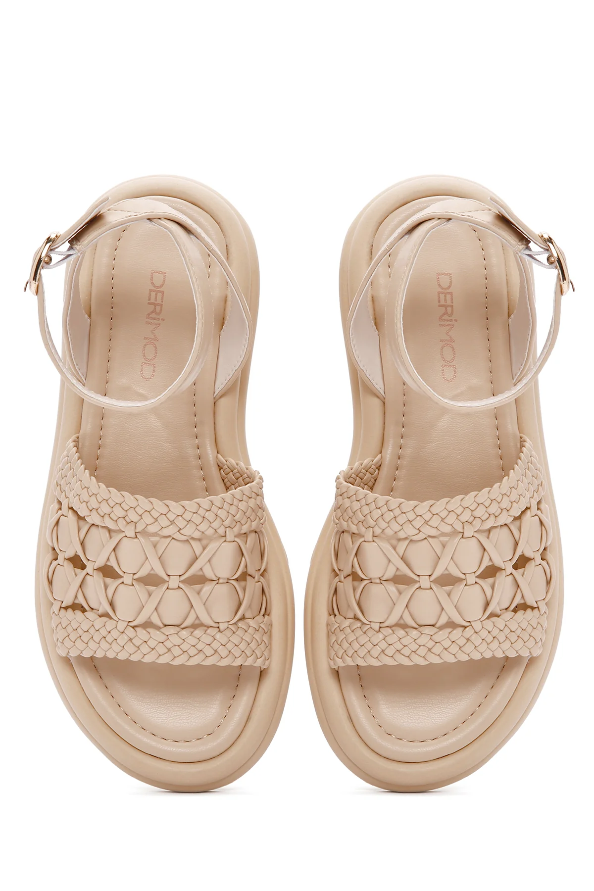 Kadın Krem Bilekten Bantlı Sandalet - Image 8