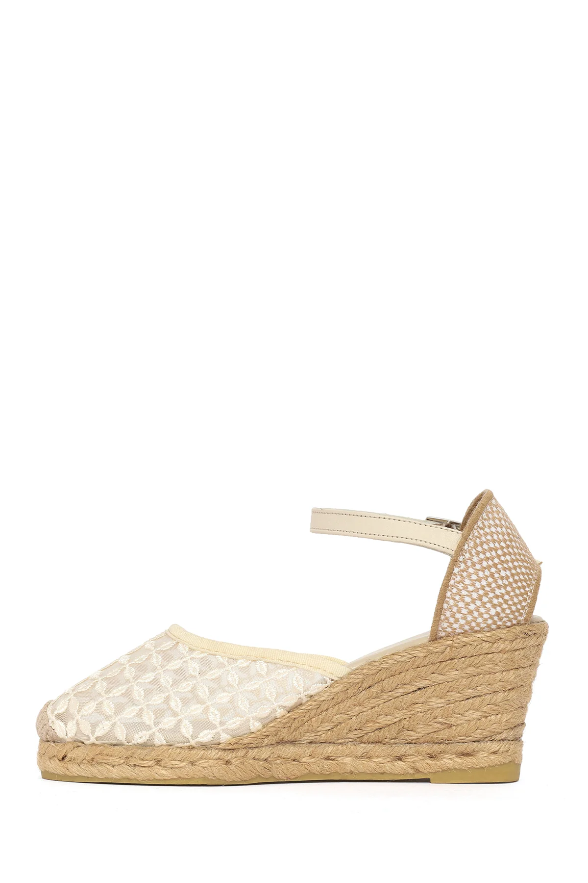Kadın Krem Bilekten Tokalı Dolgu Topuklu Espadril - Image 3