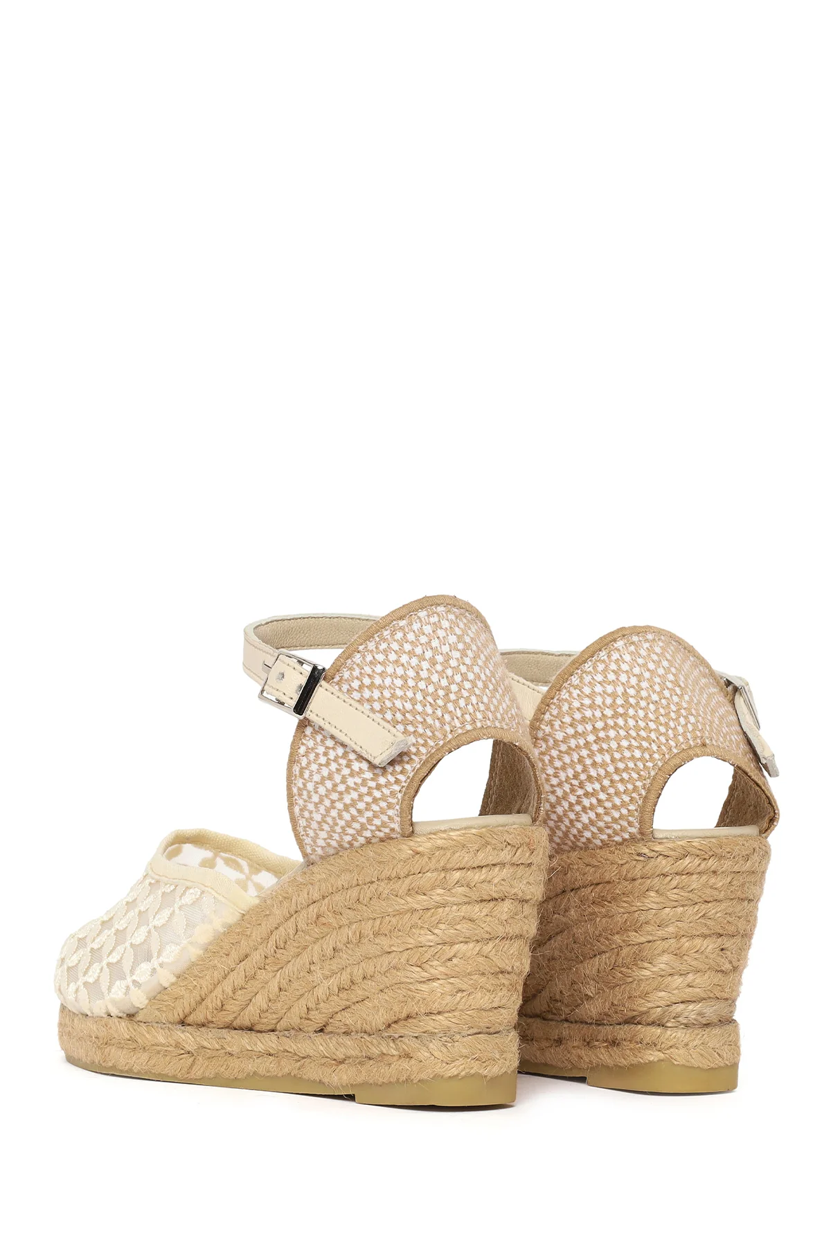 Kadın Krem Bilekten Tokalı Dolgu Topuklu Espadril - Image 7