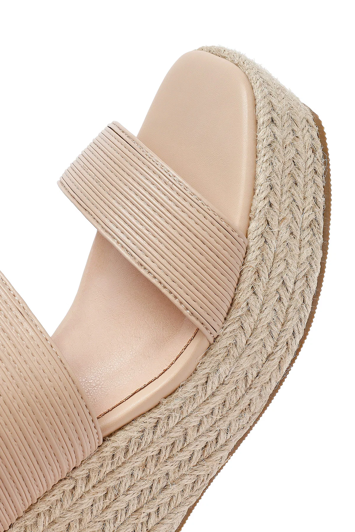 Kadın Krem Bilekten Tokalı Dolgu Topuklu Espadril Sandalet - Image 11