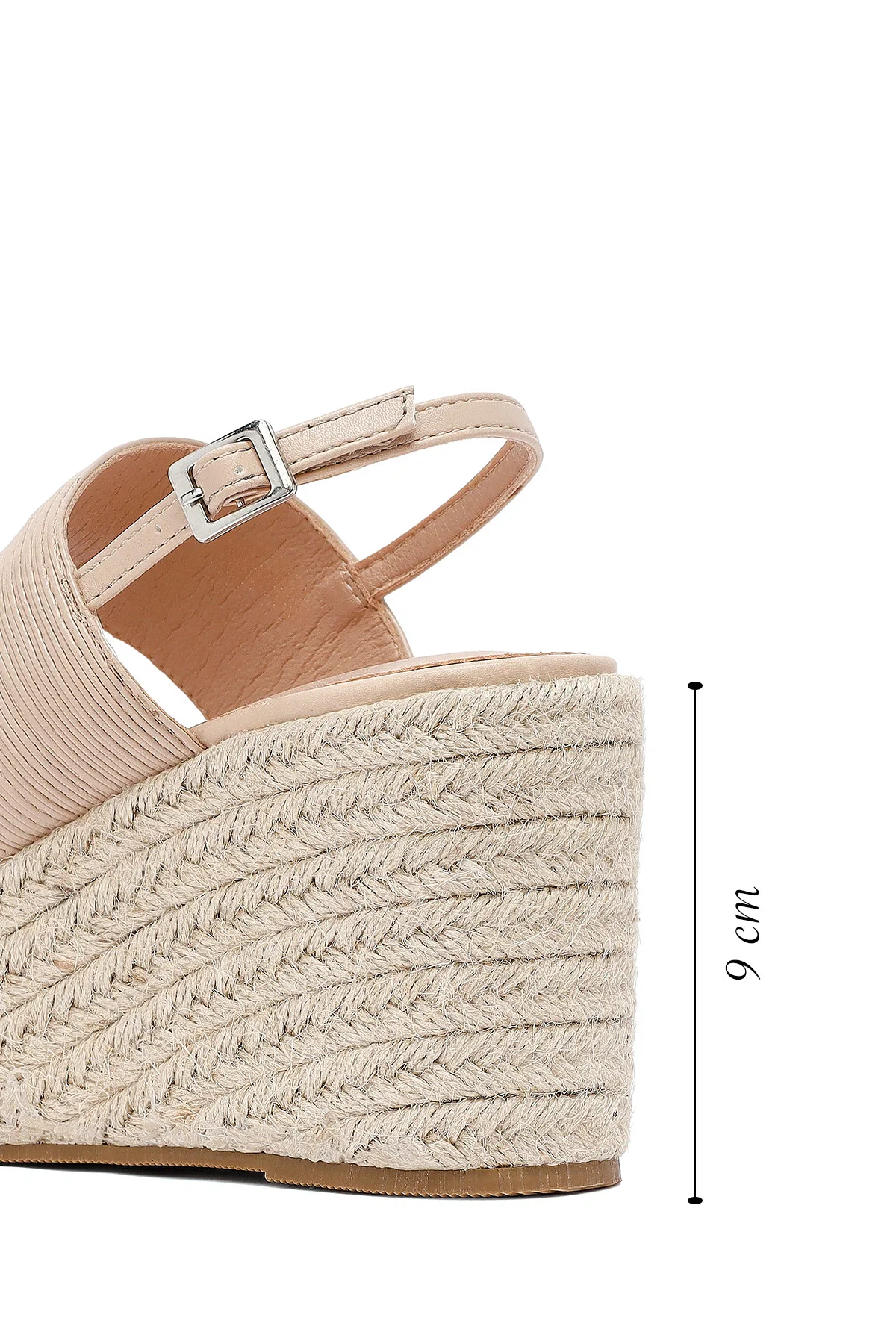 Kadın Krem Bilekten Tokalı Dolgu Topuklu Espadril Sandalet - Image 2