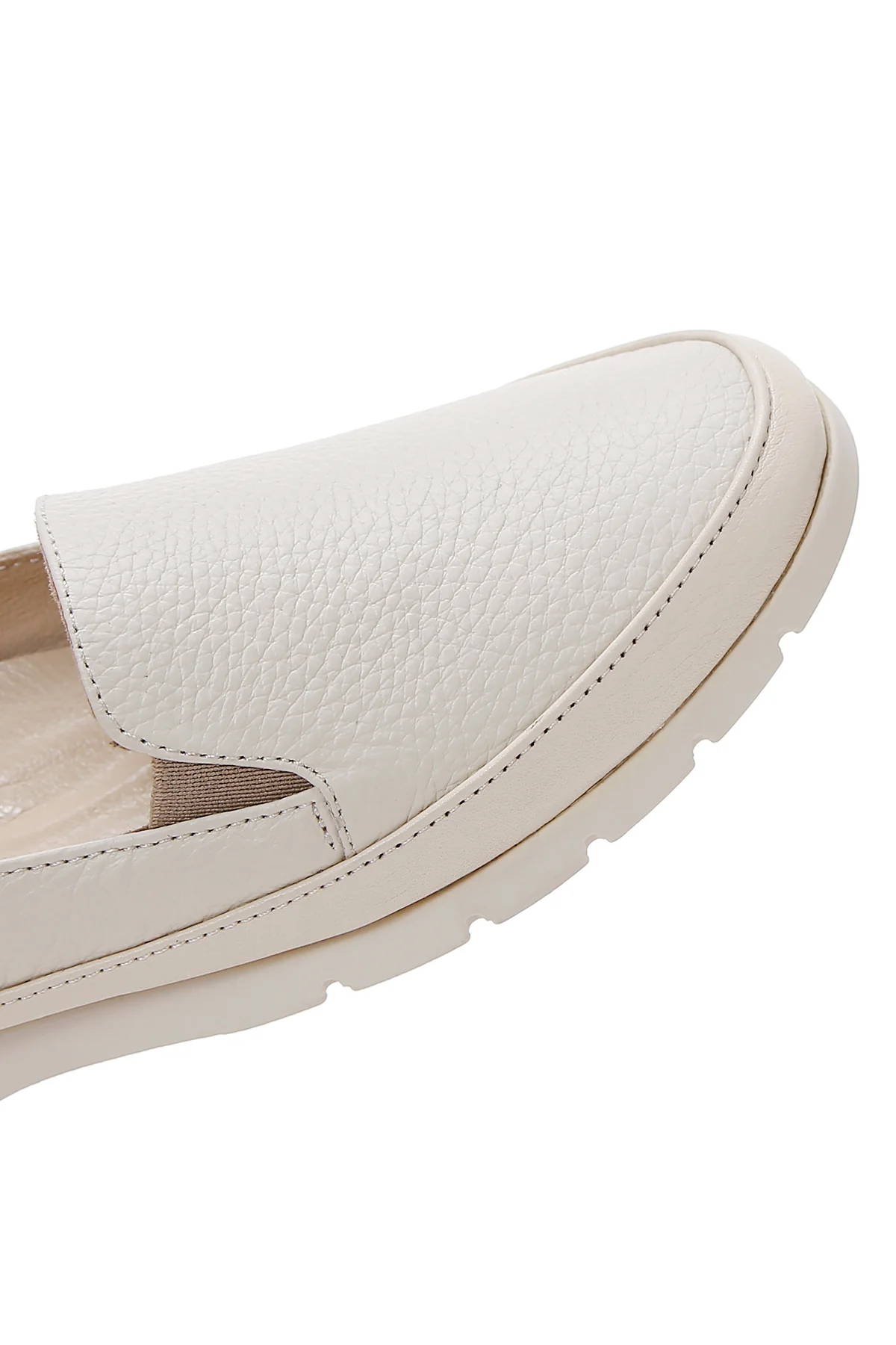 Kadın Krem Deri Comfort Loafer - Image 8