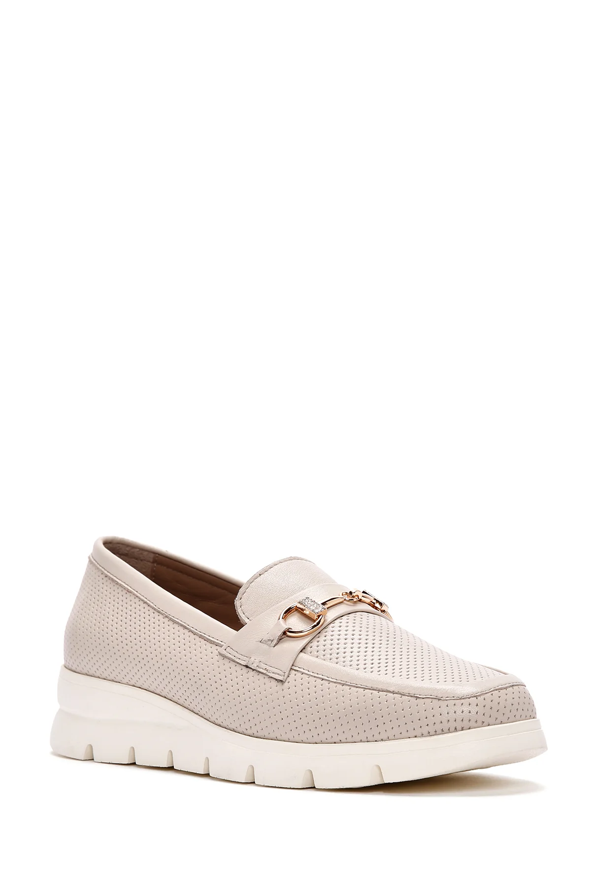 Kadın Krem Deri Comfort Loafer - Image 6