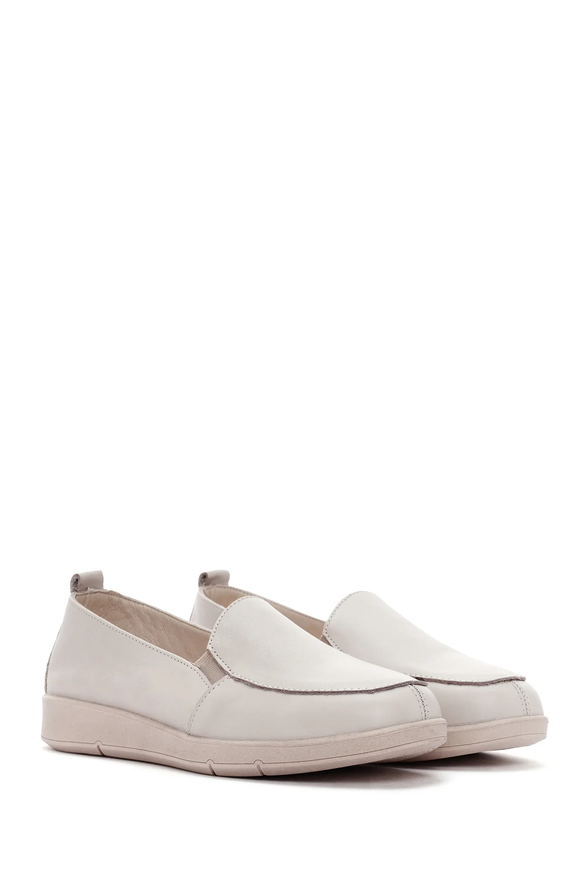 Kadın Krem Deri Comfort Loafer - Image 3
