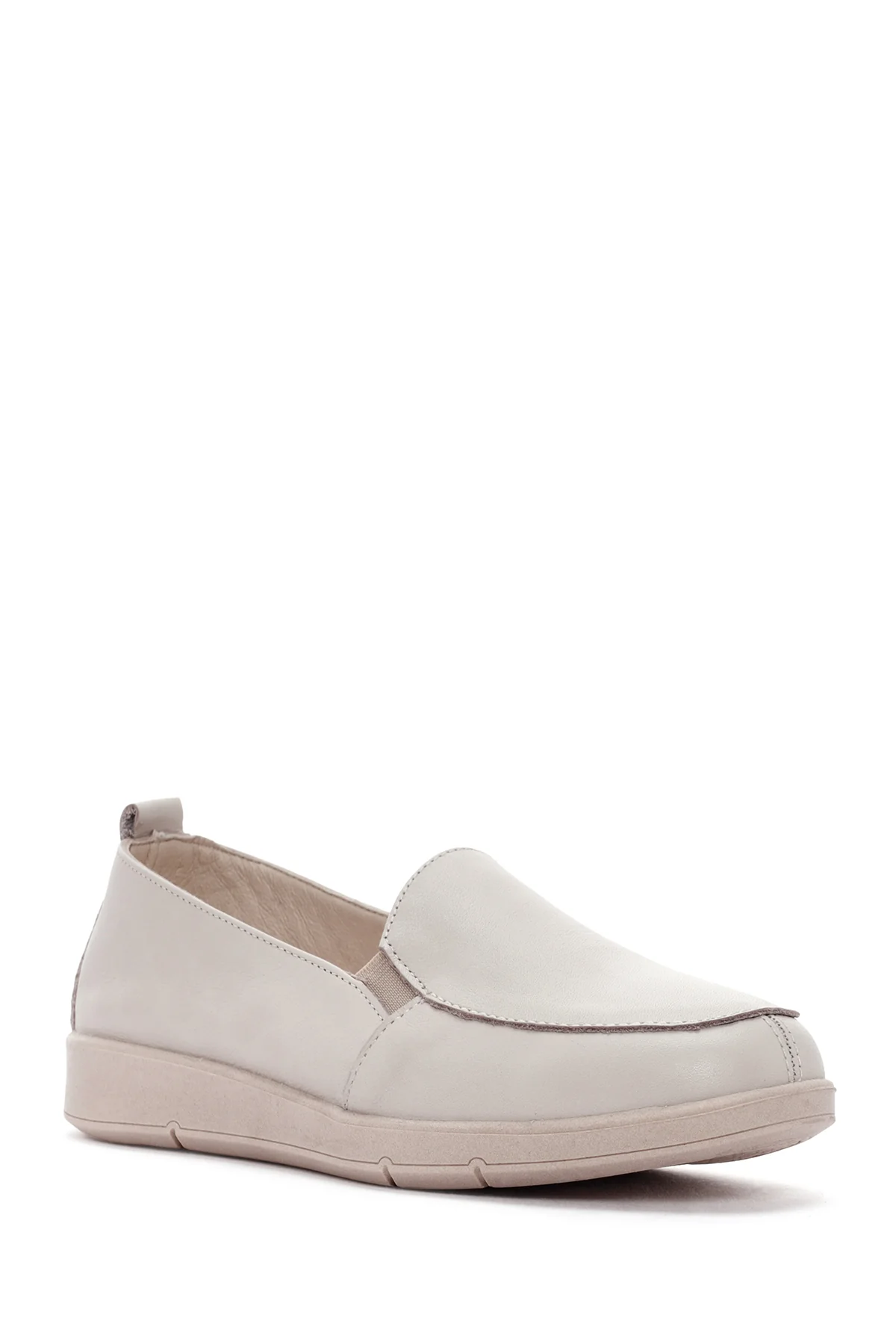 Kadın Krem Deri Comfort Loafer - Image 5