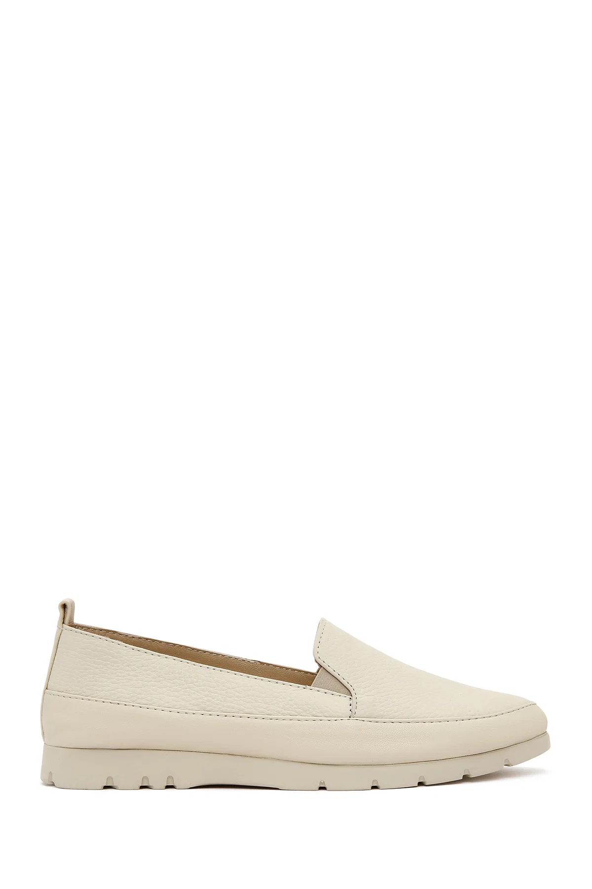 Kadın Krem Deri Comfort Loafer