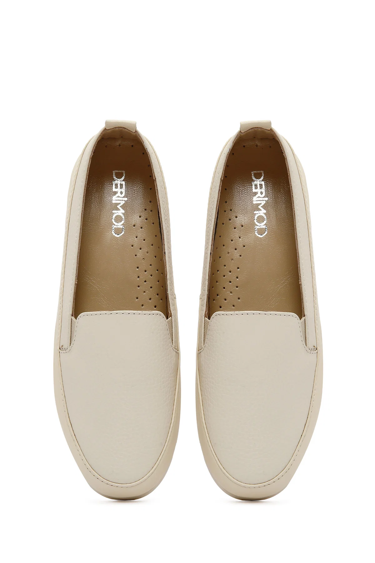 Kadın Krem Deri Comfort Loafer - Image 6